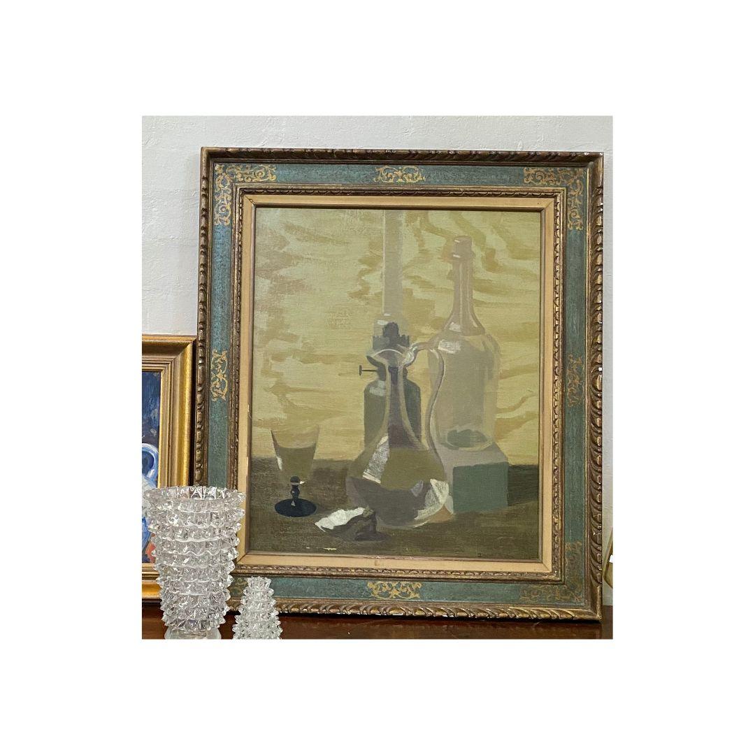 Beautiful signed midcentury French painting by Dupon. 
In excellent condition and measures 85cm x 73cm. Framed with a Venetian ornate green and gold frame.