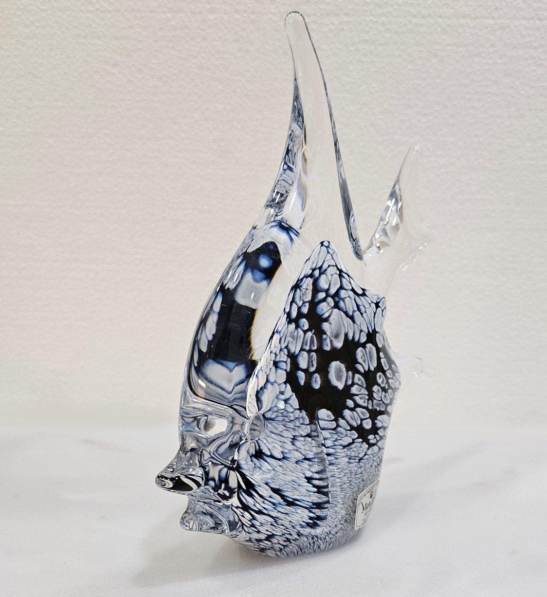 Escultura de pez de vidrio con infusión de Millefiori firmada por Josef Marcolin, etiqueta original en venta 3