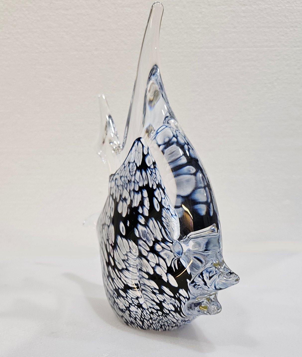 Escultura de pez de vidrio con infusión de Millefiori firmada por Josef Marcolin, etiqueta original en venta 4