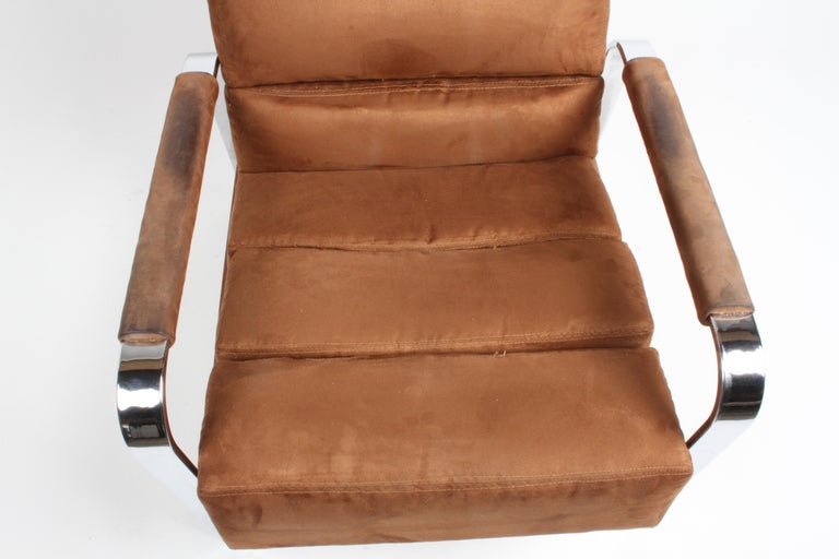 Signed Milo Baughman Chrome & Brown Suede Lounge Recliner for Thayer-Coggin 1976 For Sale 7