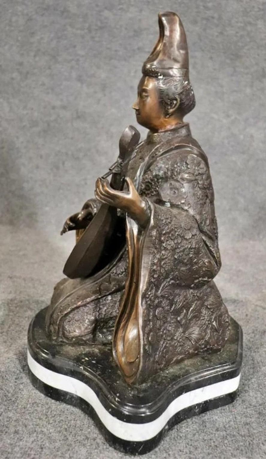 20th Century Signed Ming Statue in Bronze For Sale