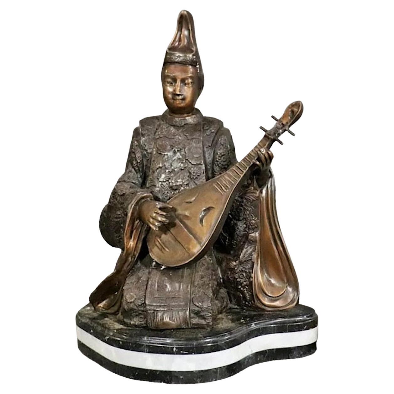 Signed Ming Statue in Bronze For Sale