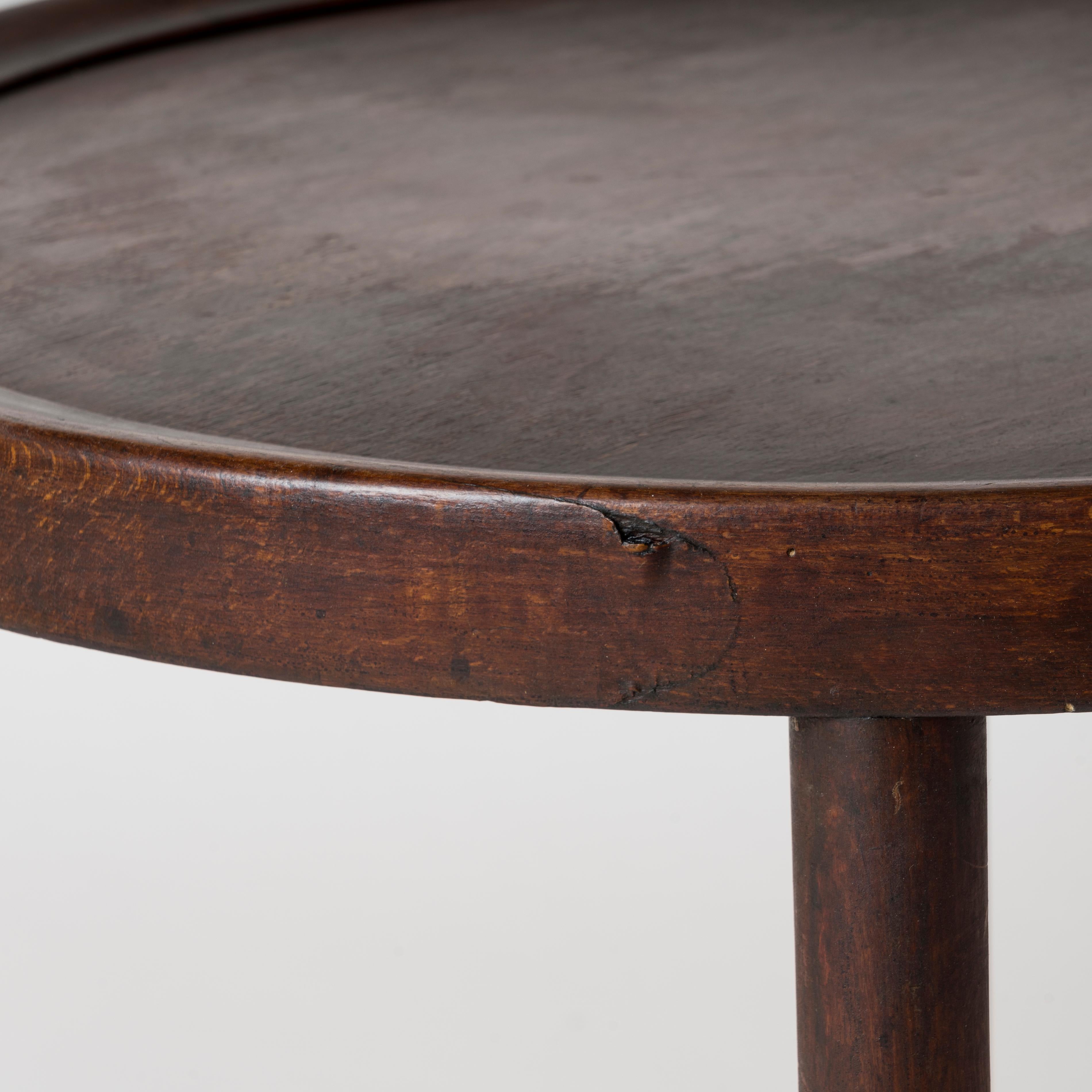 Signed Minimalist Tinted Oak Gueridon or Side Table by Thonet, Austria, 1920s In Fair Condition In New York, NY
