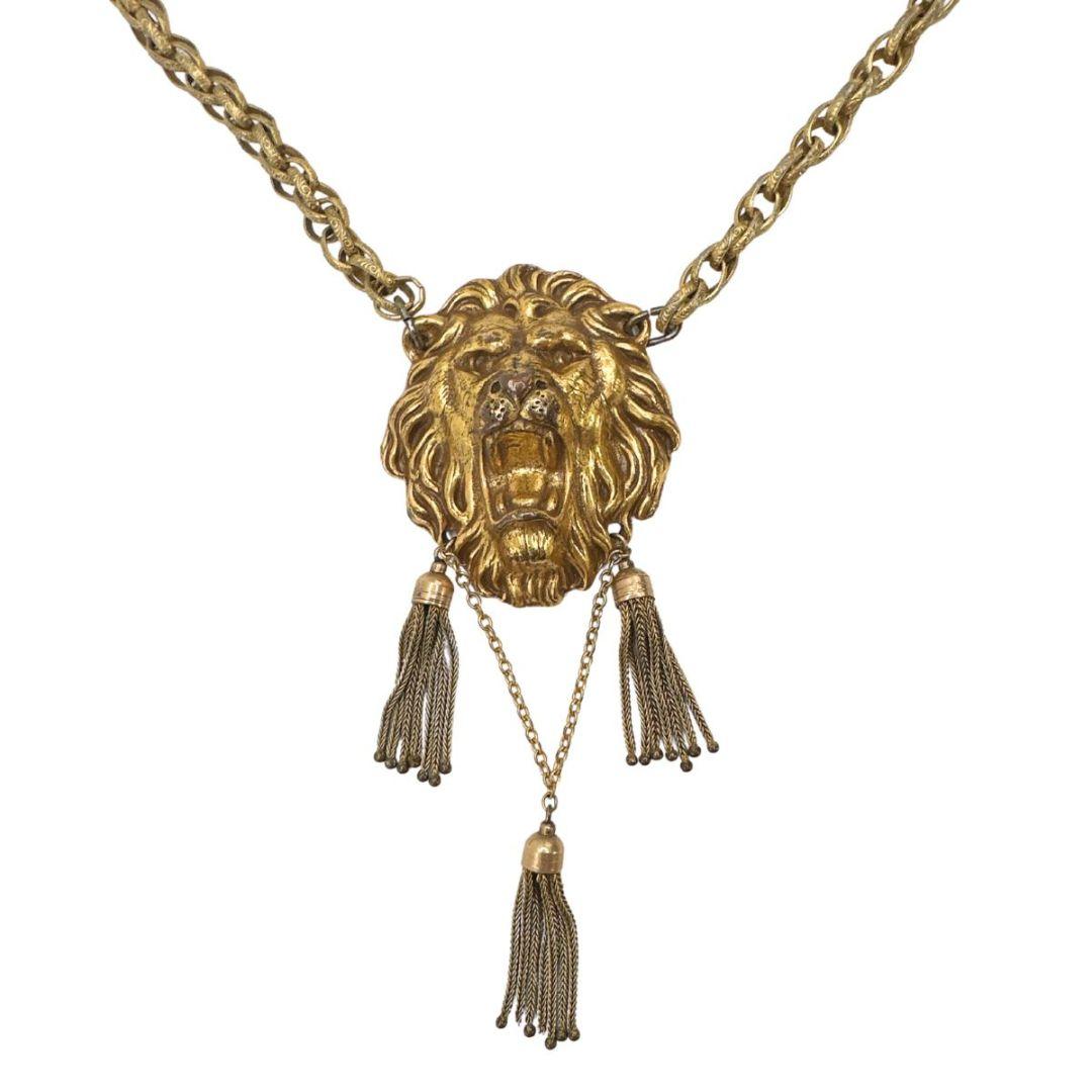 Signed Miriam Haskell Collectible Vintage Lion Necklace  In Excellent Condition For Sale In Jacksonville, FL