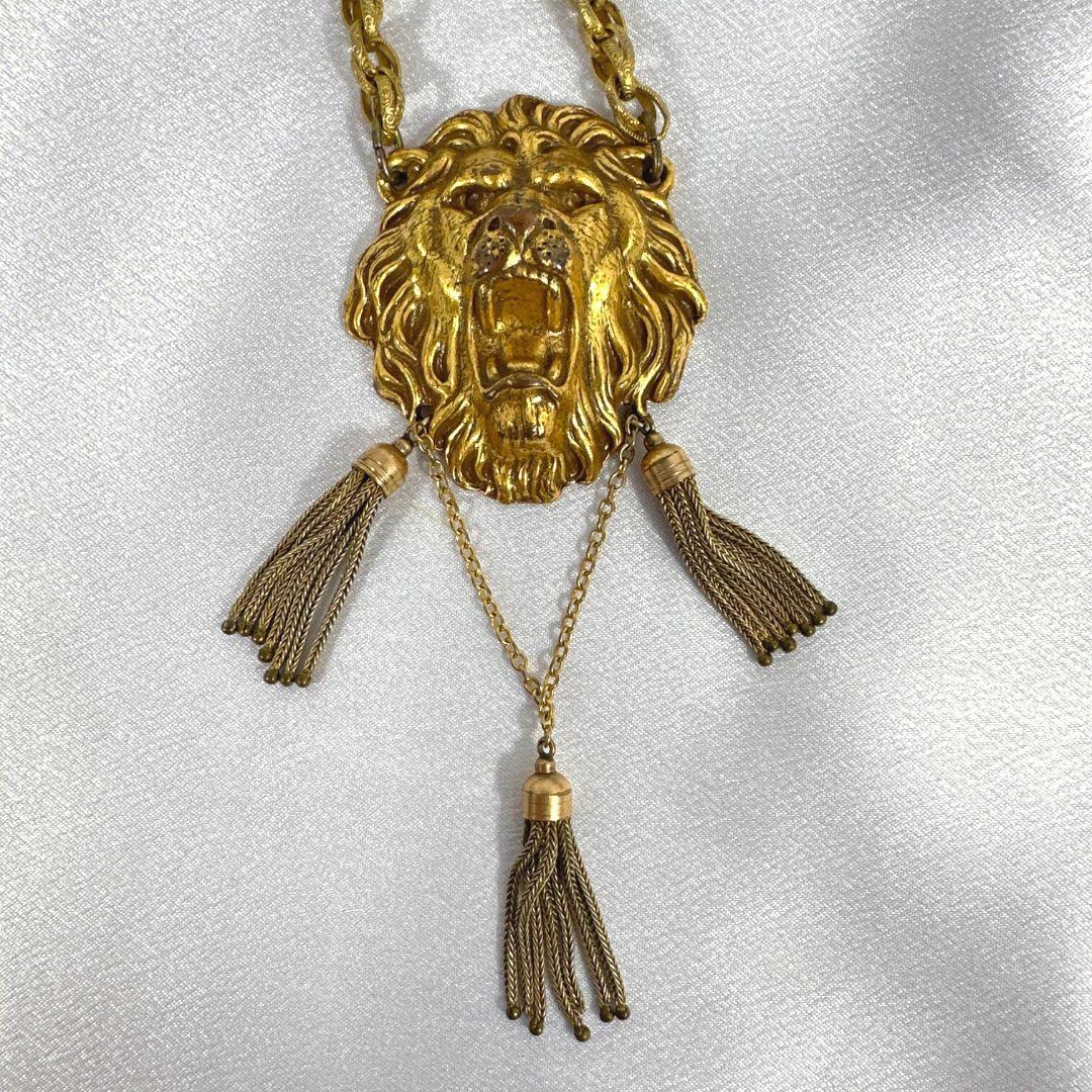 Signed Miriam Haskell Collectible Vintage Lion Necklace  For Sale 1
