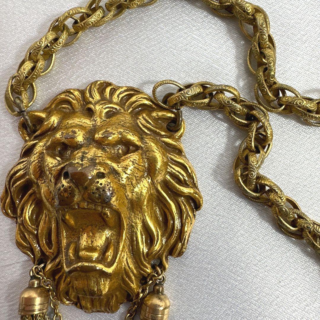 Signed Miriam Haskell Collectible Vintage Lion Necklace  For Sale 2