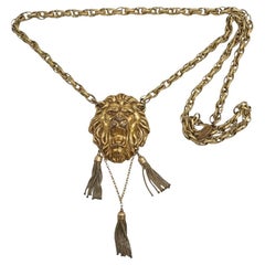 Signed Miriam Haskell Collectible Vintage Lion Necklace 