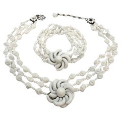 Ensemble de bracelet et collier vintage signé Miriam Haskell Jewelry
