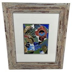 Signed Mixed Medium Collage African-American Asian Artwork on Paper