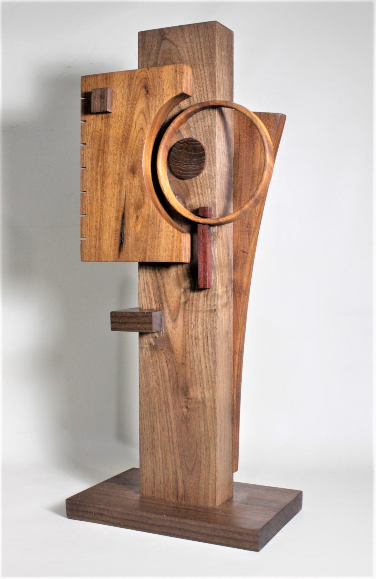Contemporary Signed Modern Abstract Constructivist Styled Wooden Sculpture For Sale