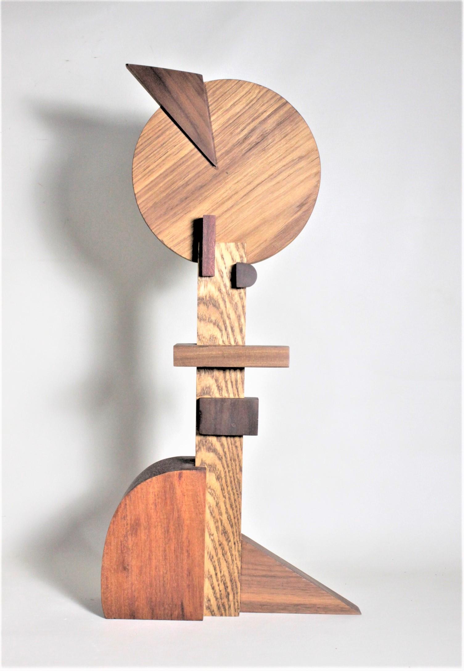 Mid-Century Modern Signed Modern Abstract Constructivist Styled Wooden Sculpture For Sale