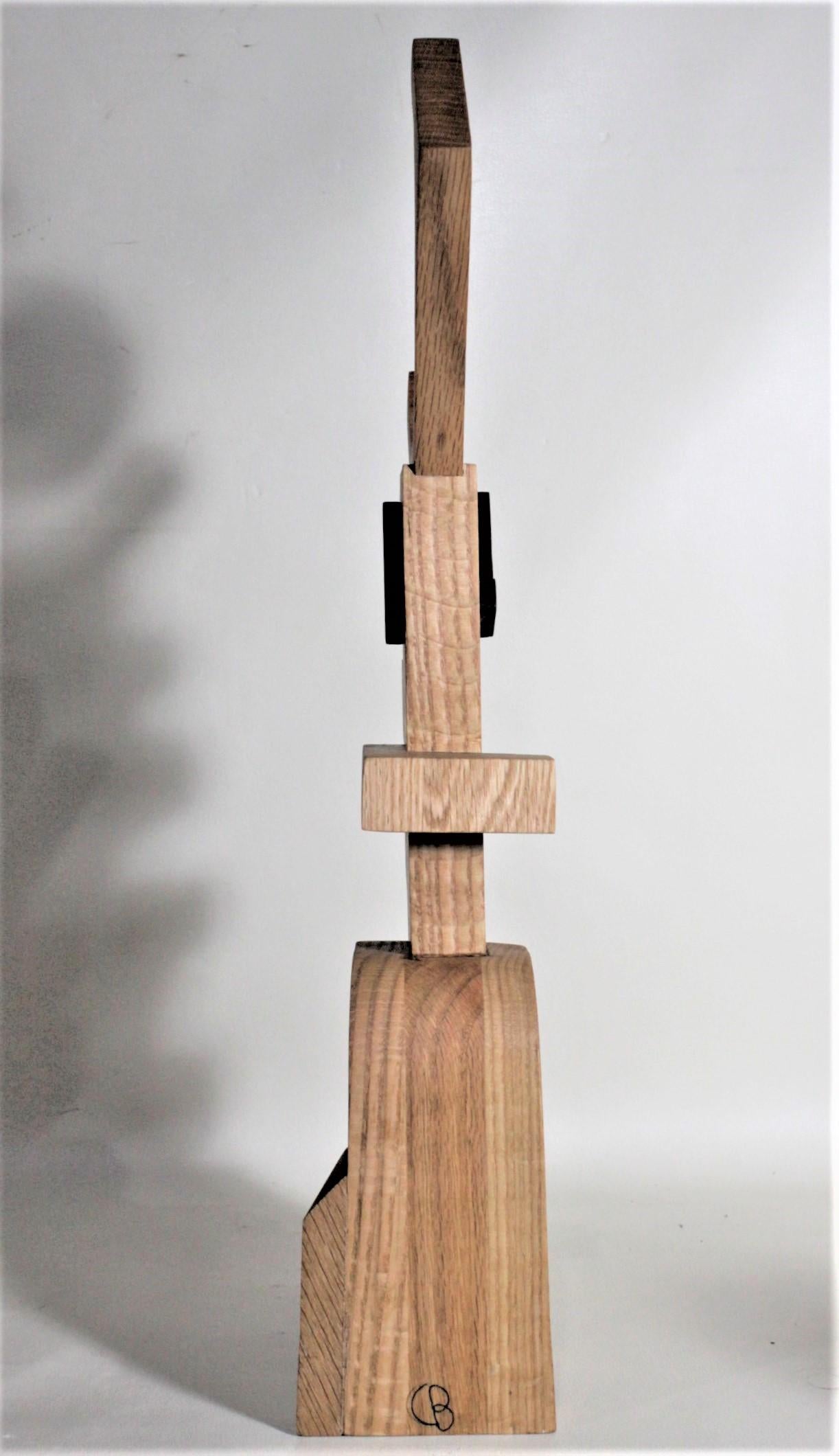 Mid-Century Modern Signed Modern Abstract Constructivist Styled Wooden Sculpture For Sale