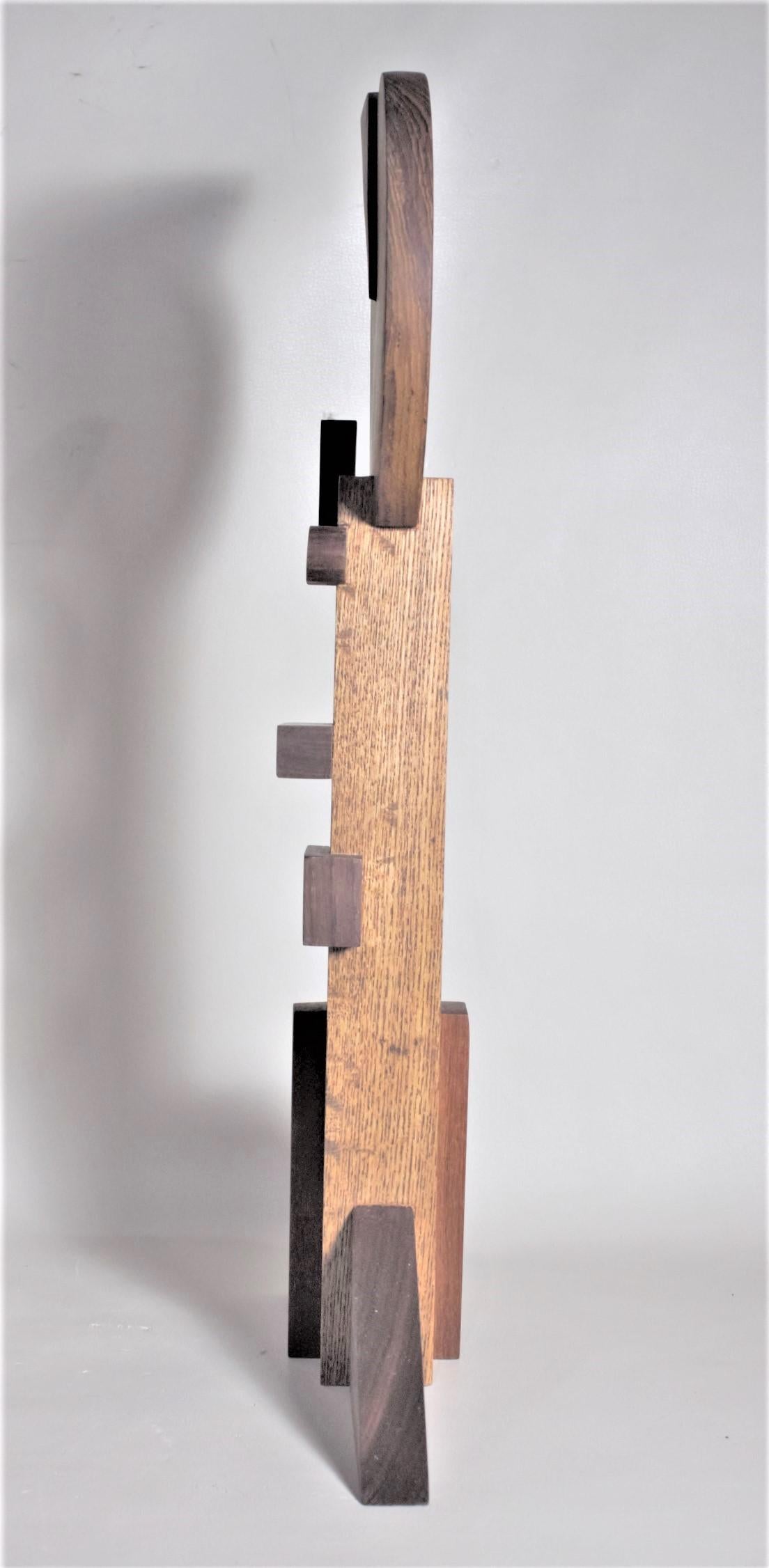 Canadian Signed Modern Abstract Constructivist Styled Wooden Sculpture For Sale