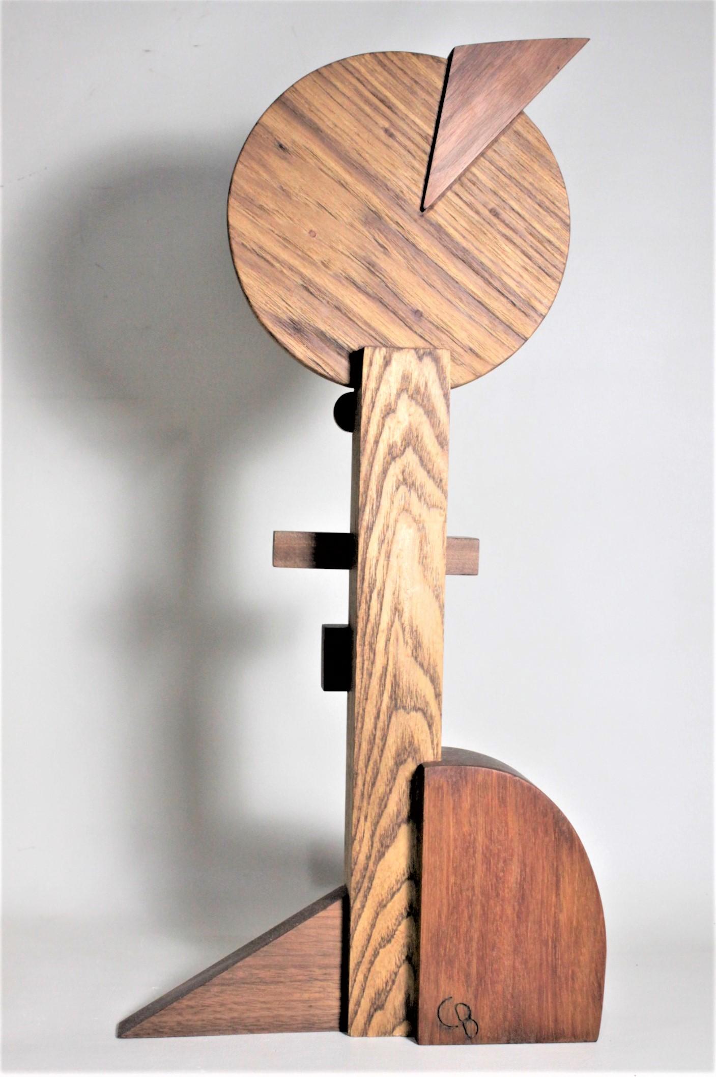 Hand-Crafted Signed Modern Abstract Constructivist Styled Wooden Sculpture For Sale