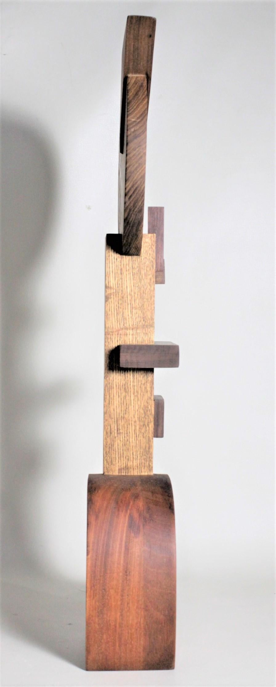 Signed Modern Abstract Constructivist Styled Wooden Sculpture In Good Condition For Sale In Hamilton, Ontario