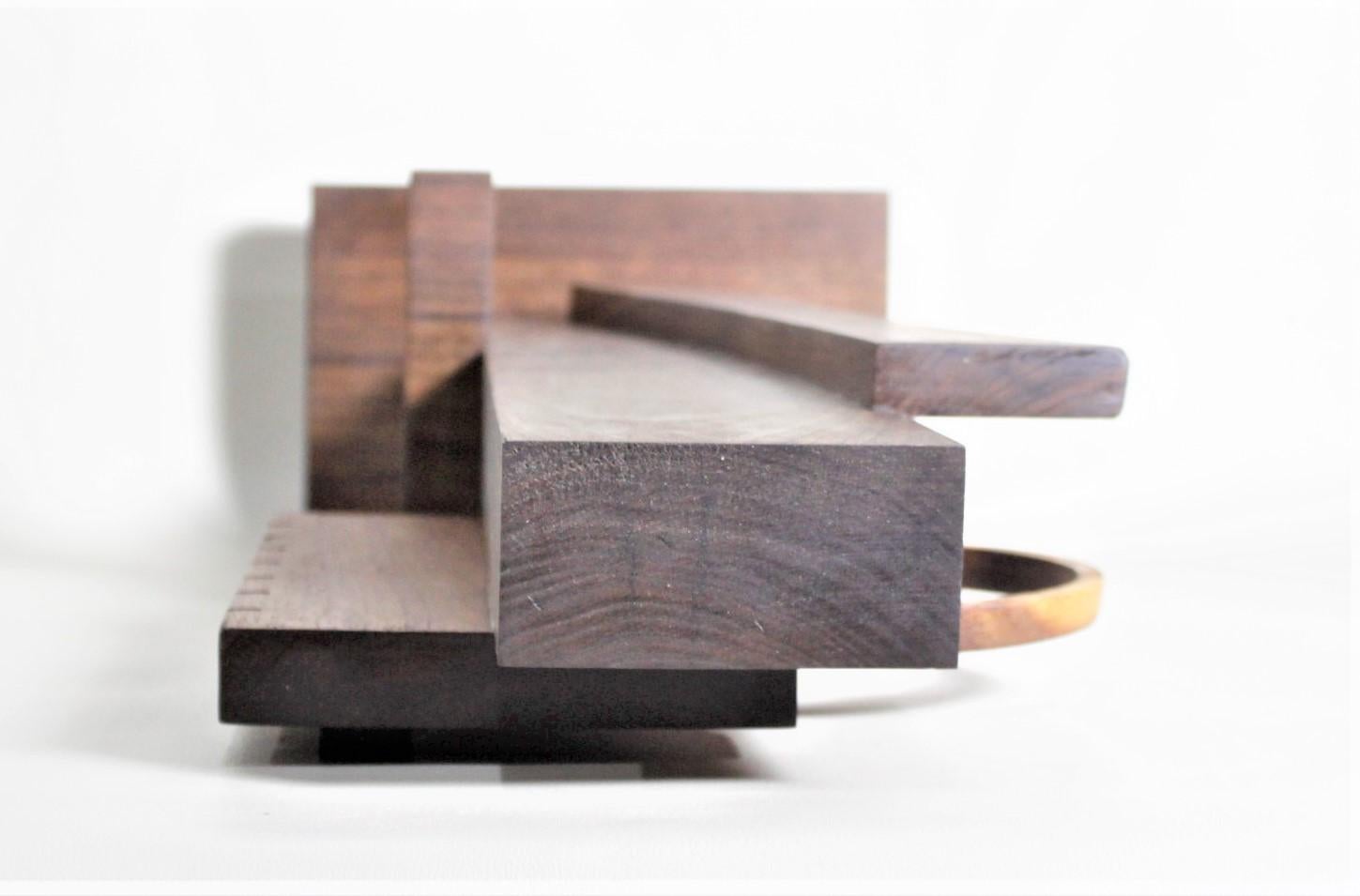 Hand-Crafted Signed Modern Abstract Constructivist Styled Wooden Sculpture For Sale