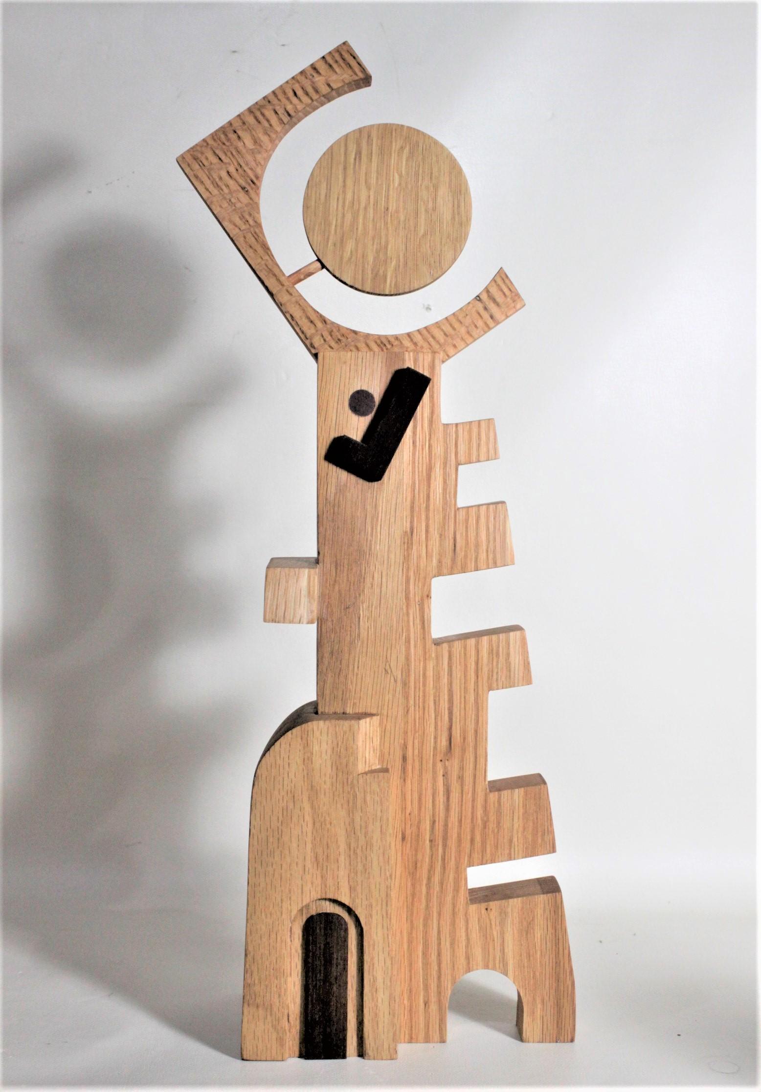 Contemporary Signed Modern Abstract Constructivist Styled Wooden Sculpture For Sale