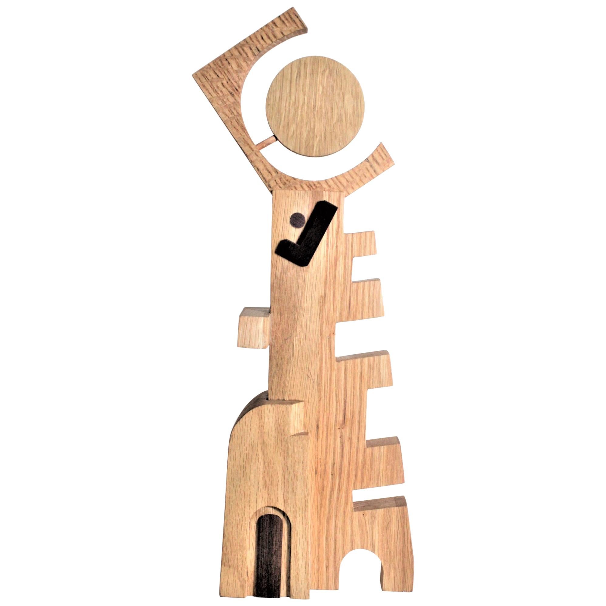 Signed Modern Abstract Constructivist Styled Wooden Sculpture