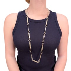 Signed Modern Christofle 38" Sterling Silver Rope Length Link Necklace