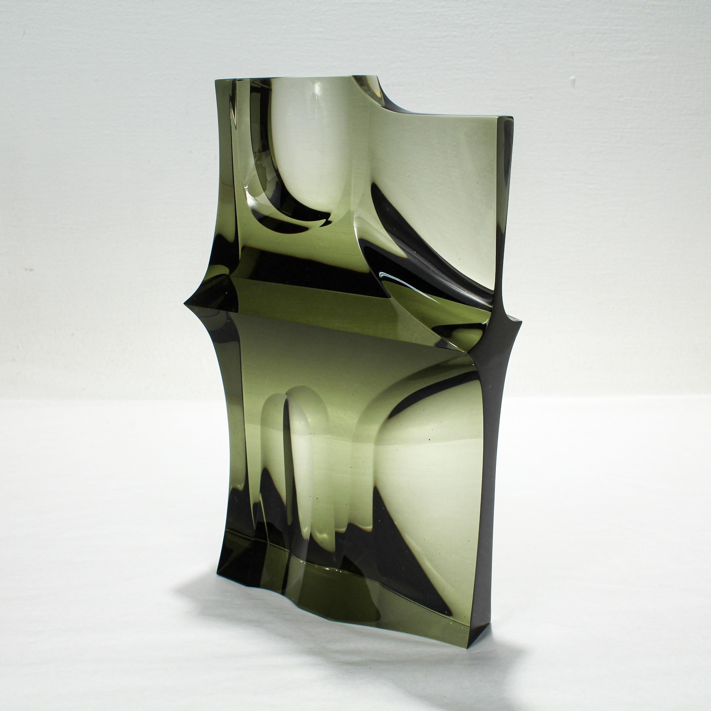 Signed Modern Czech Art Glass Sculpture by Bretislav Novak Jr In Good Condition In Philadelphia, PA