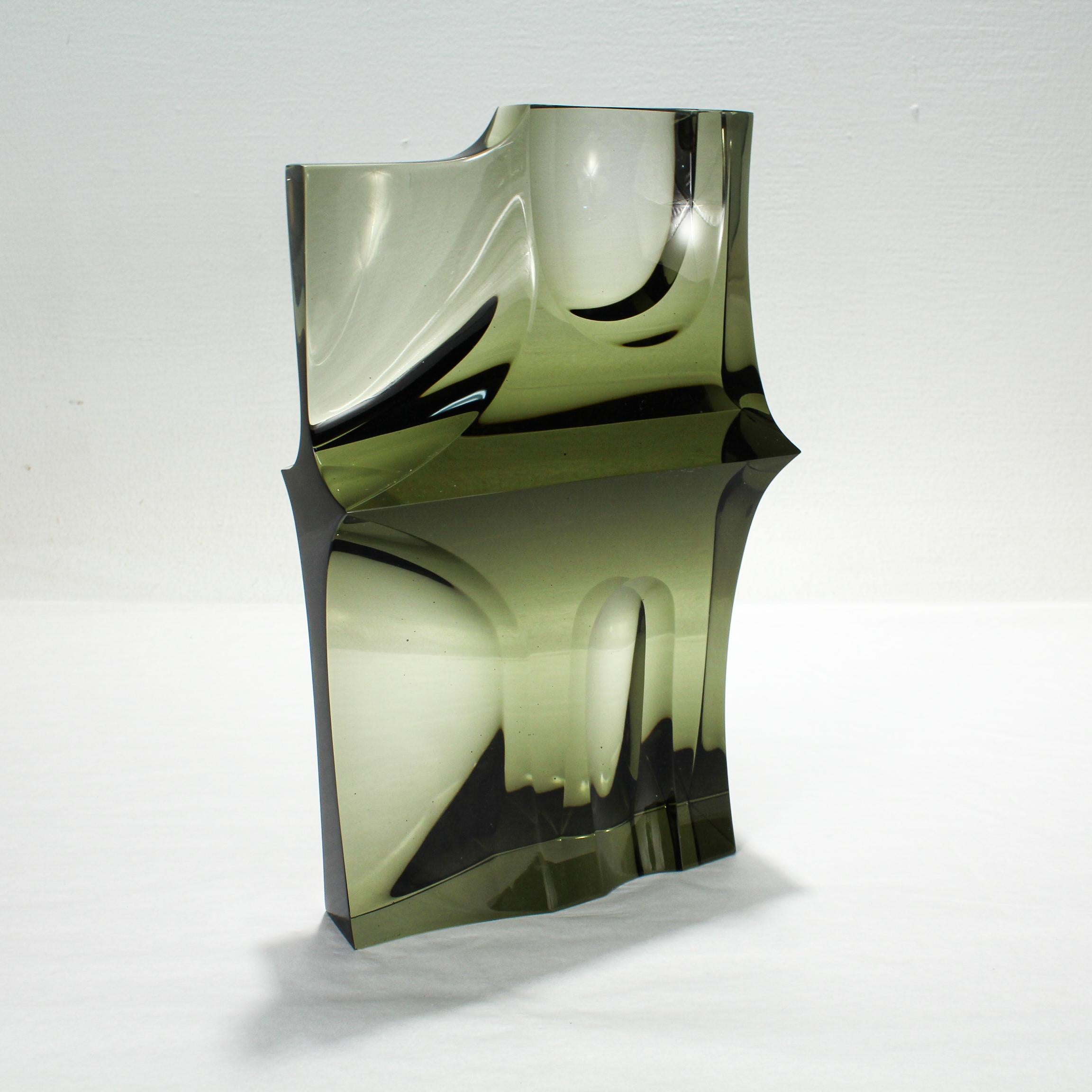 Signed Modern Czech Art Glass Sculpture by Bretislav Novak Jr 1