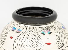Signed Modern Hand-Painted Ceramic Floor Vase