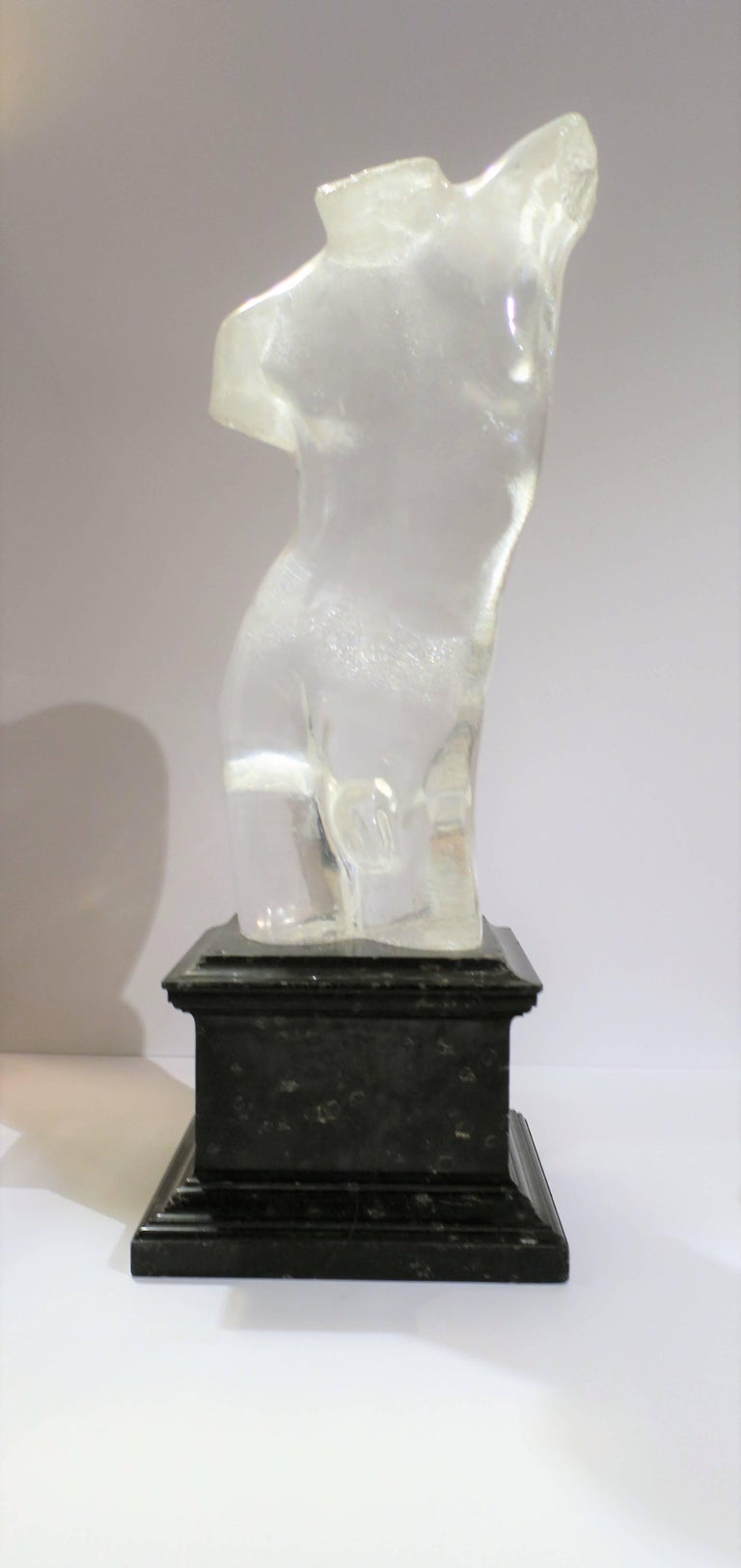 Signed Modern Lucite Male Torso Bust Sculpture, ca. 1970s For Sale at