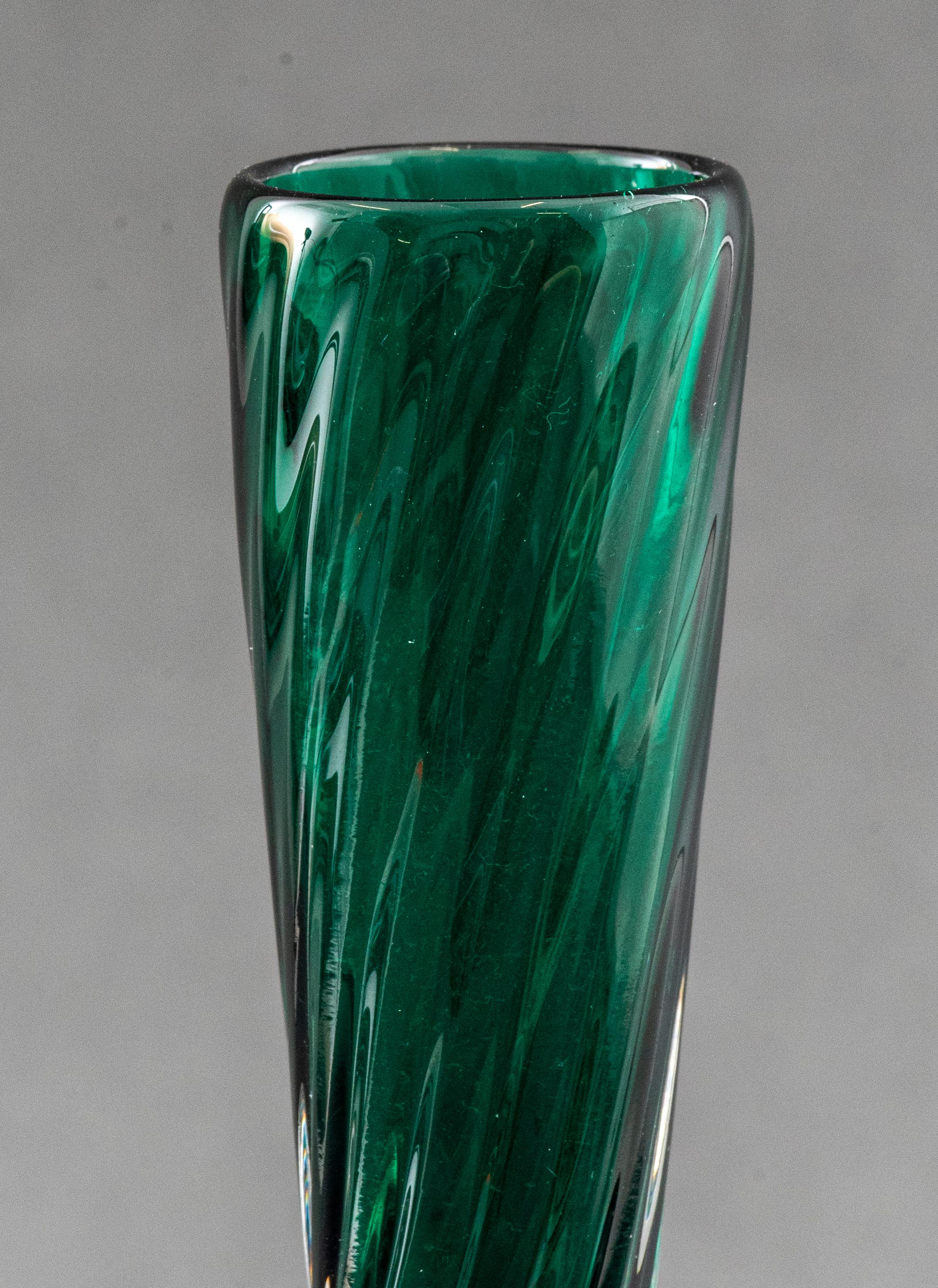 Modern rippled art glass vase, signed illegibly, dated 2018.

Measures: 10