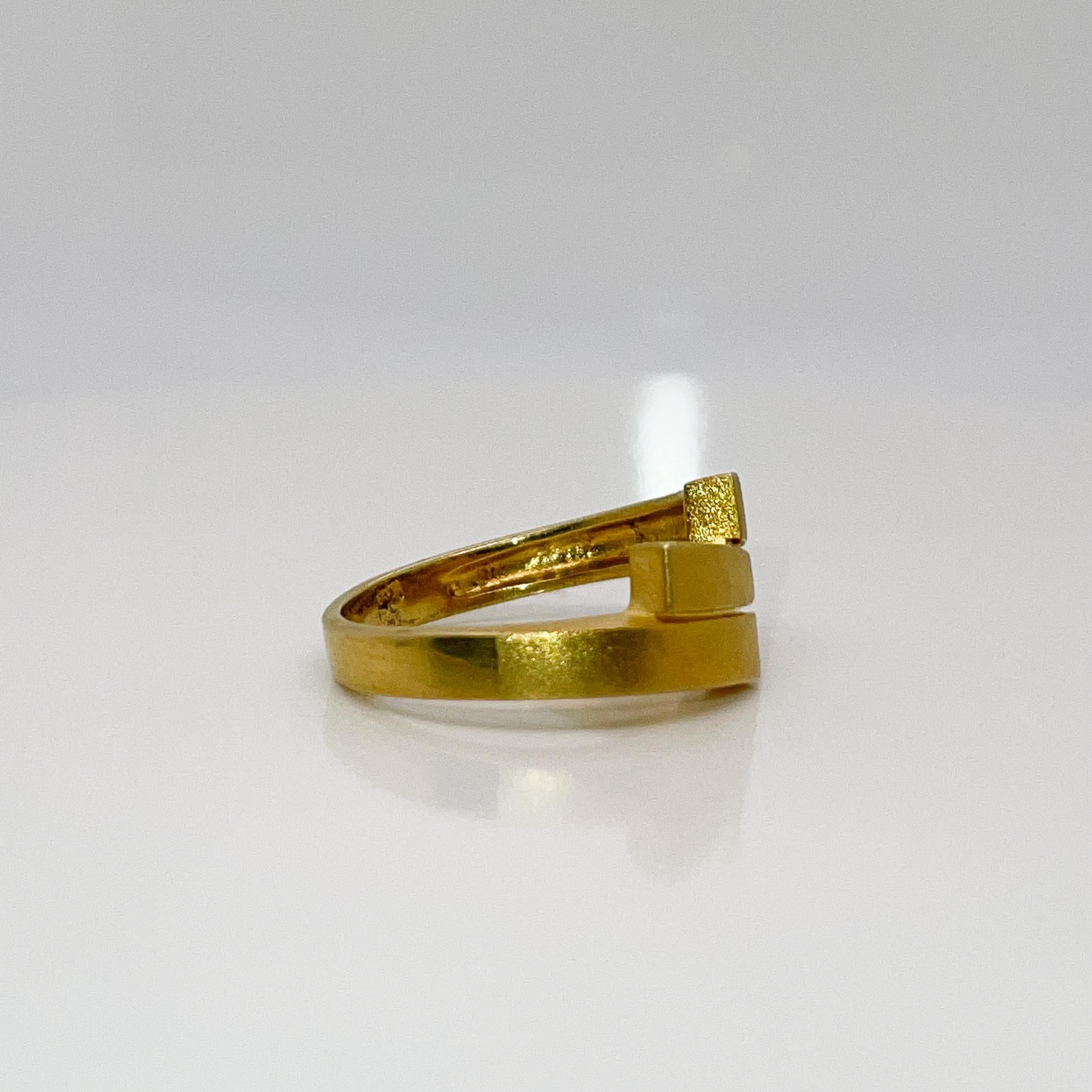 Signed Modernist 18 Karat Gold Ring 1