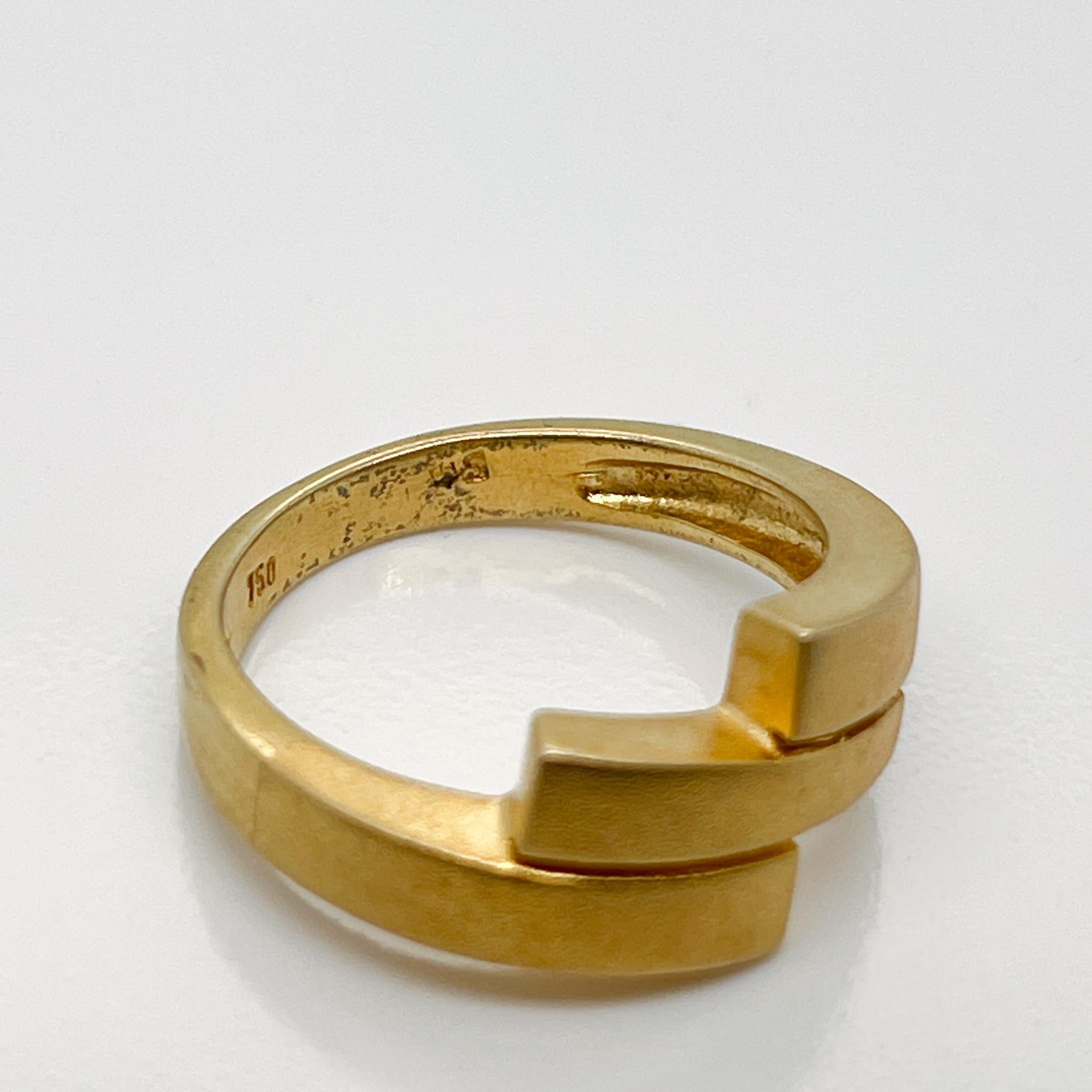 Signed Modernist 18 Karat Gold Ring 2