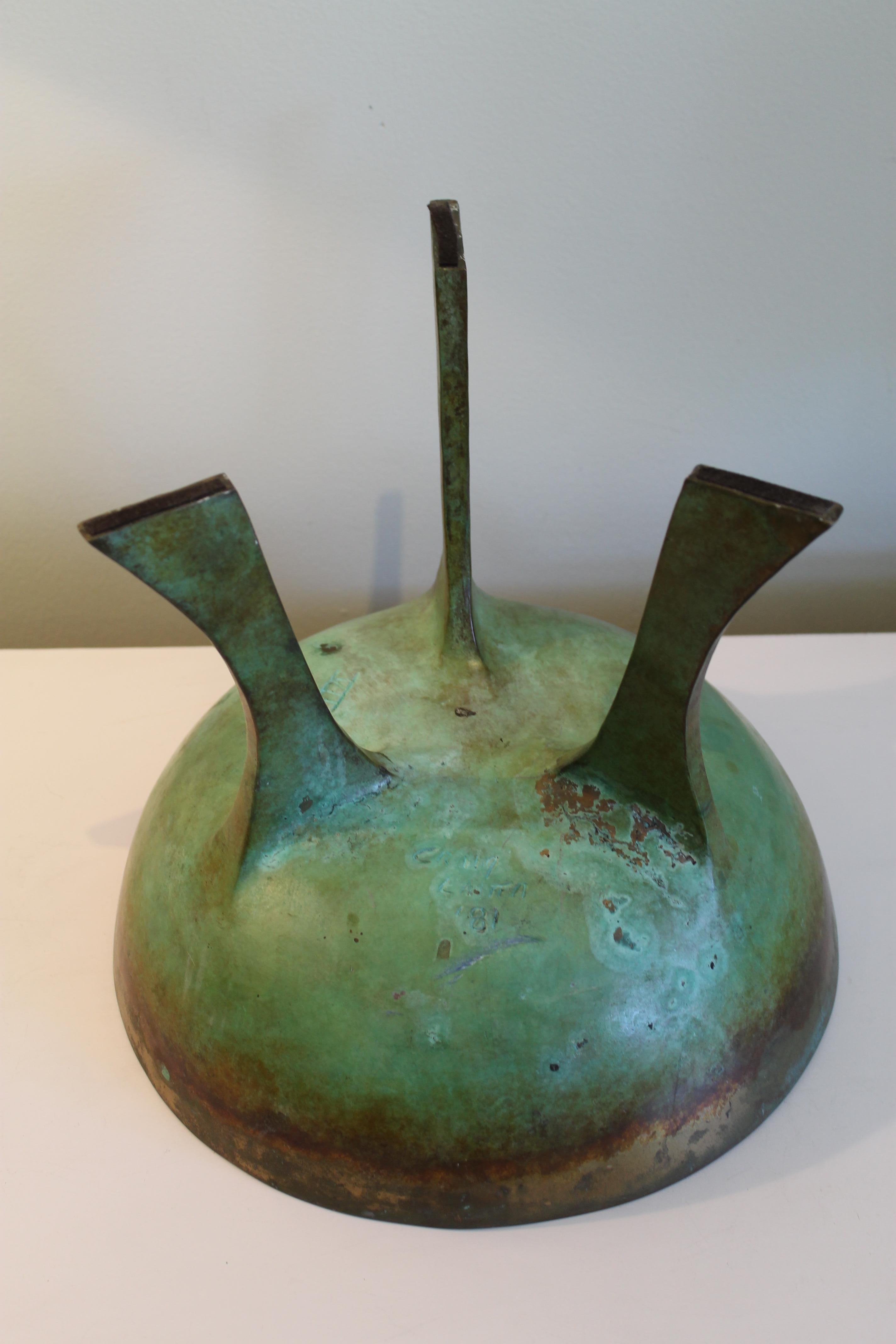 Signed Modernist Bronze Footed Bowl In Good Condition In Palm Springs, CA