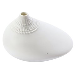 Signed Modernist Ceramic Bone White Beaded Sculptural Vase by Rosenthal