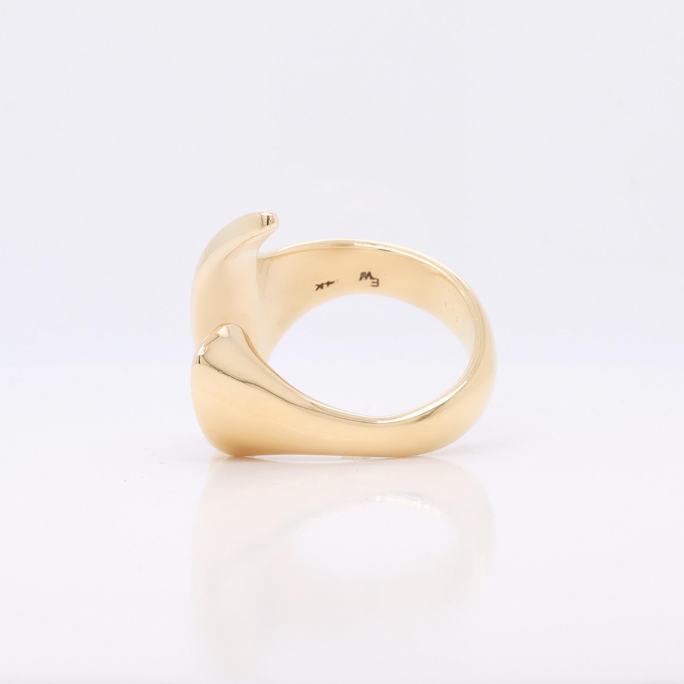 Signed Modernist Ed Wiener 14K Gold Cocktail Ring For Sale 6