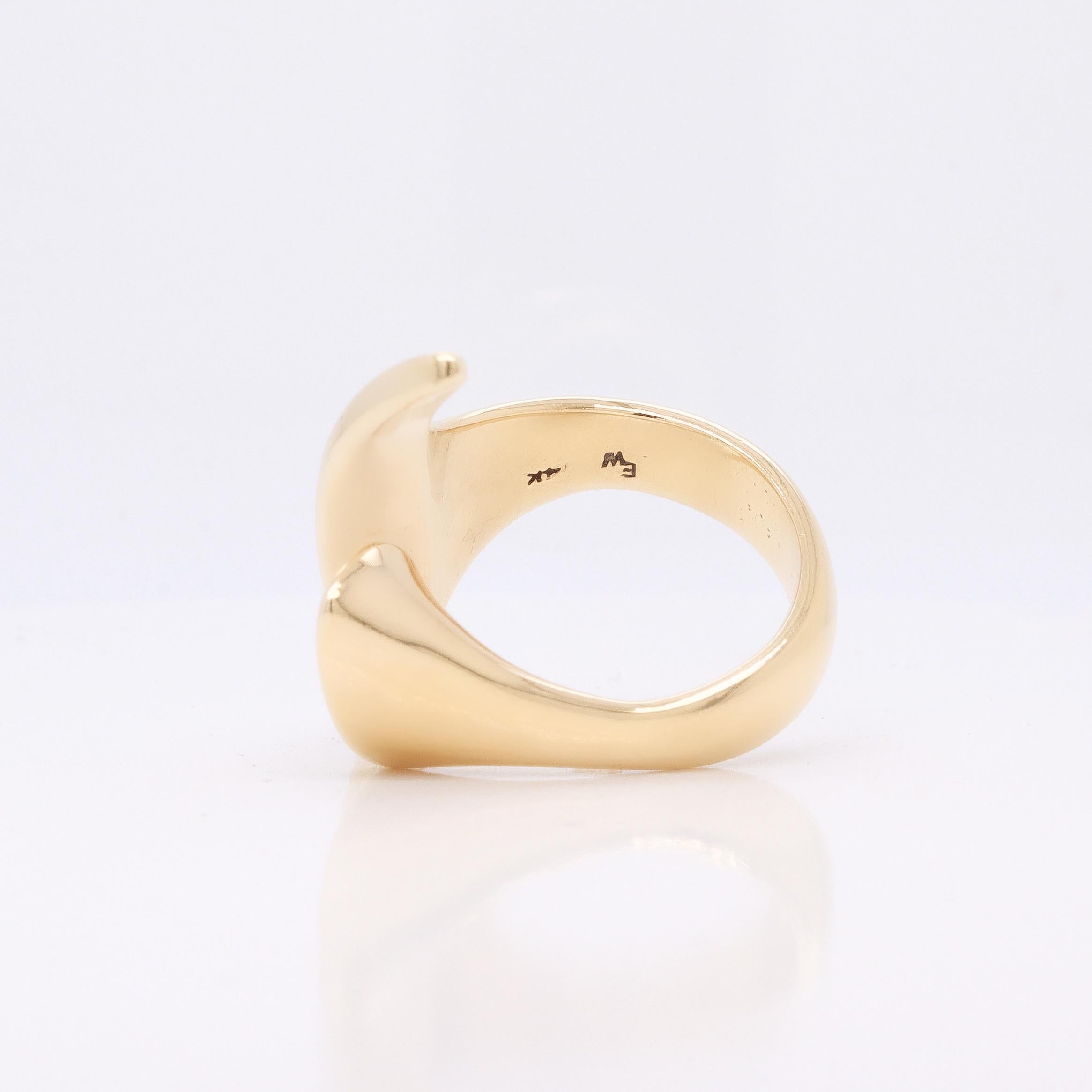 Signed Modernist Ed Wiener 14K Gold Cocktail Ring For Sale 7