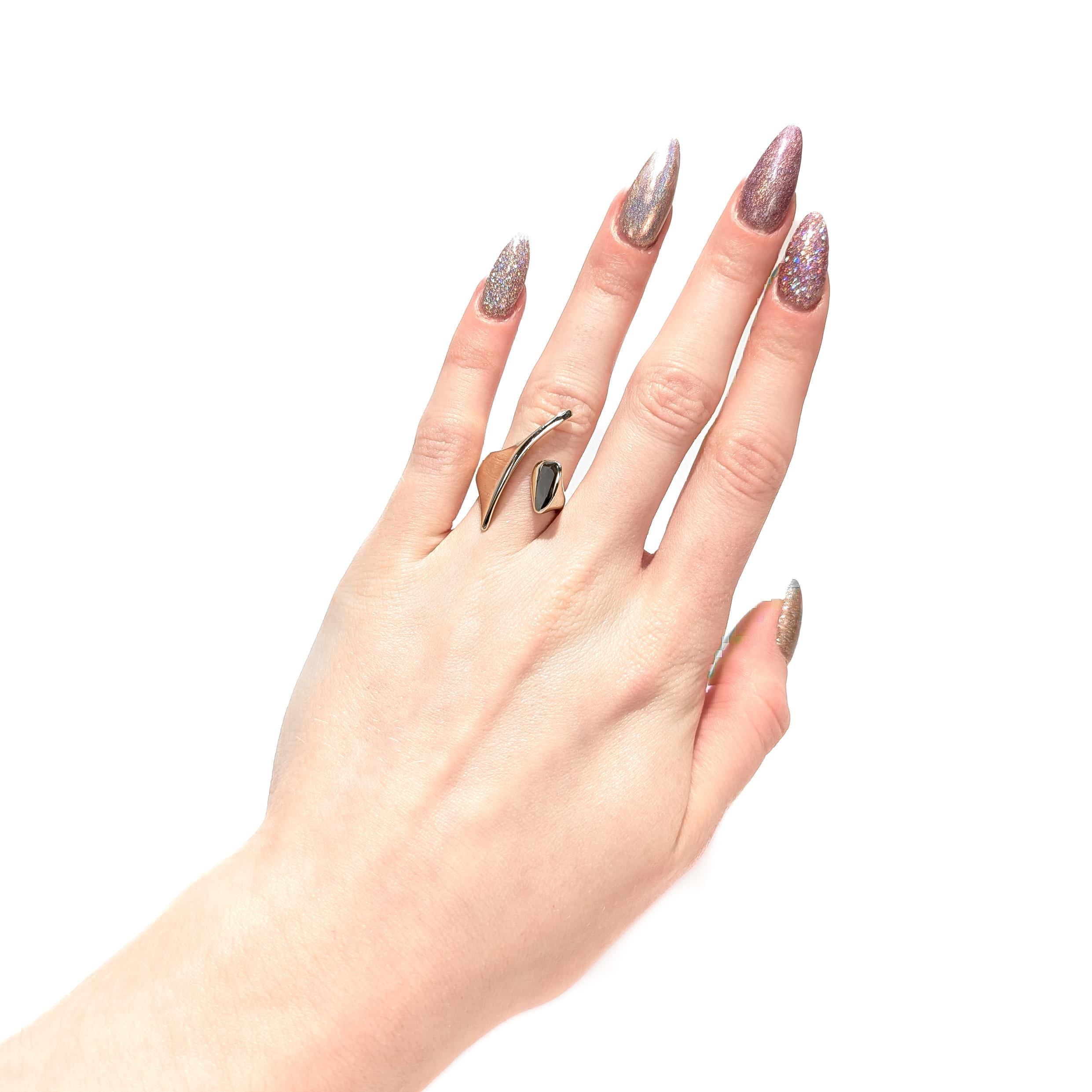 Signed Modernist Ed Wiener 14K Gold Cocktail Ring For Sale 8