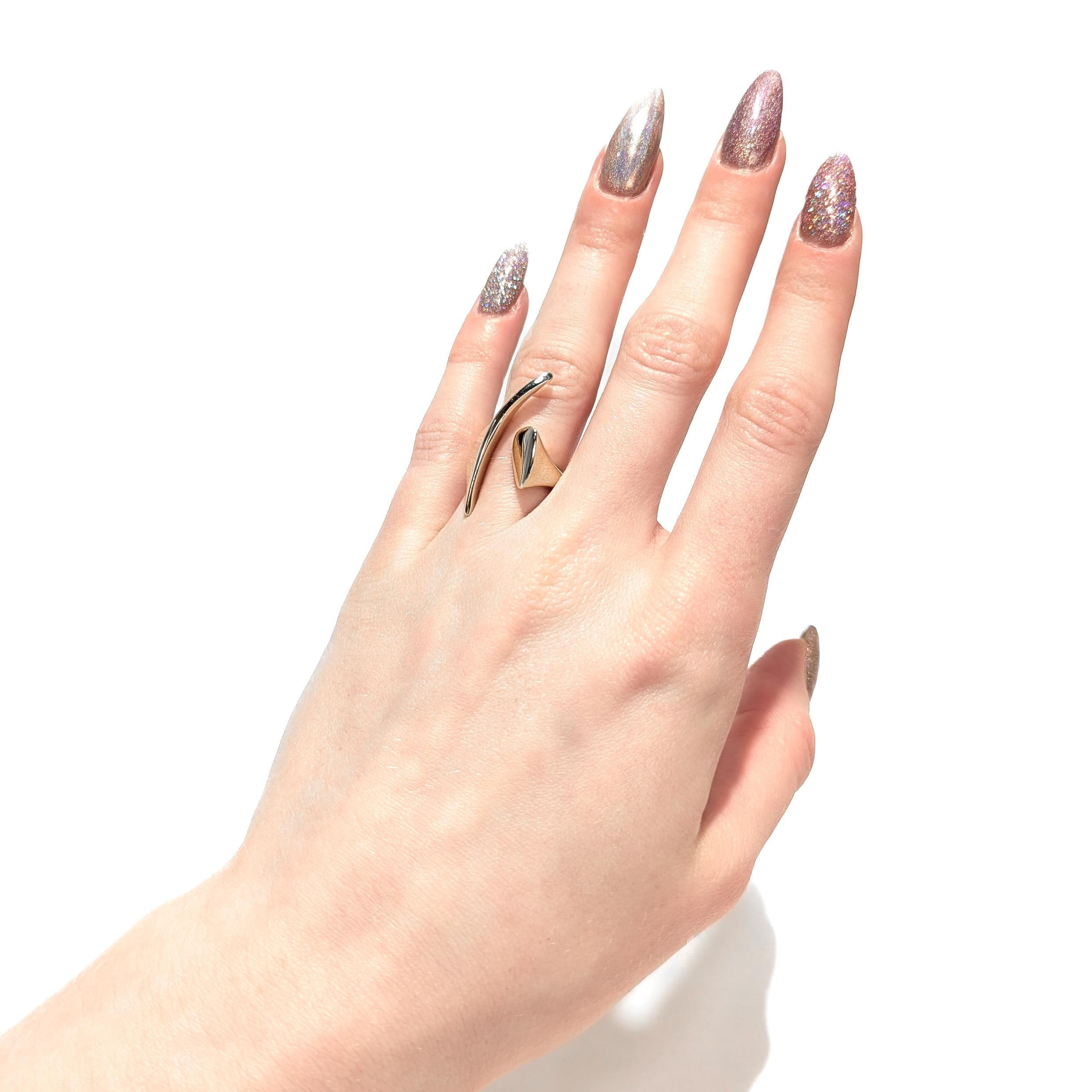 Signed Modernist Ed Wiener 14K Gold Cocktail Ring For Sale 9