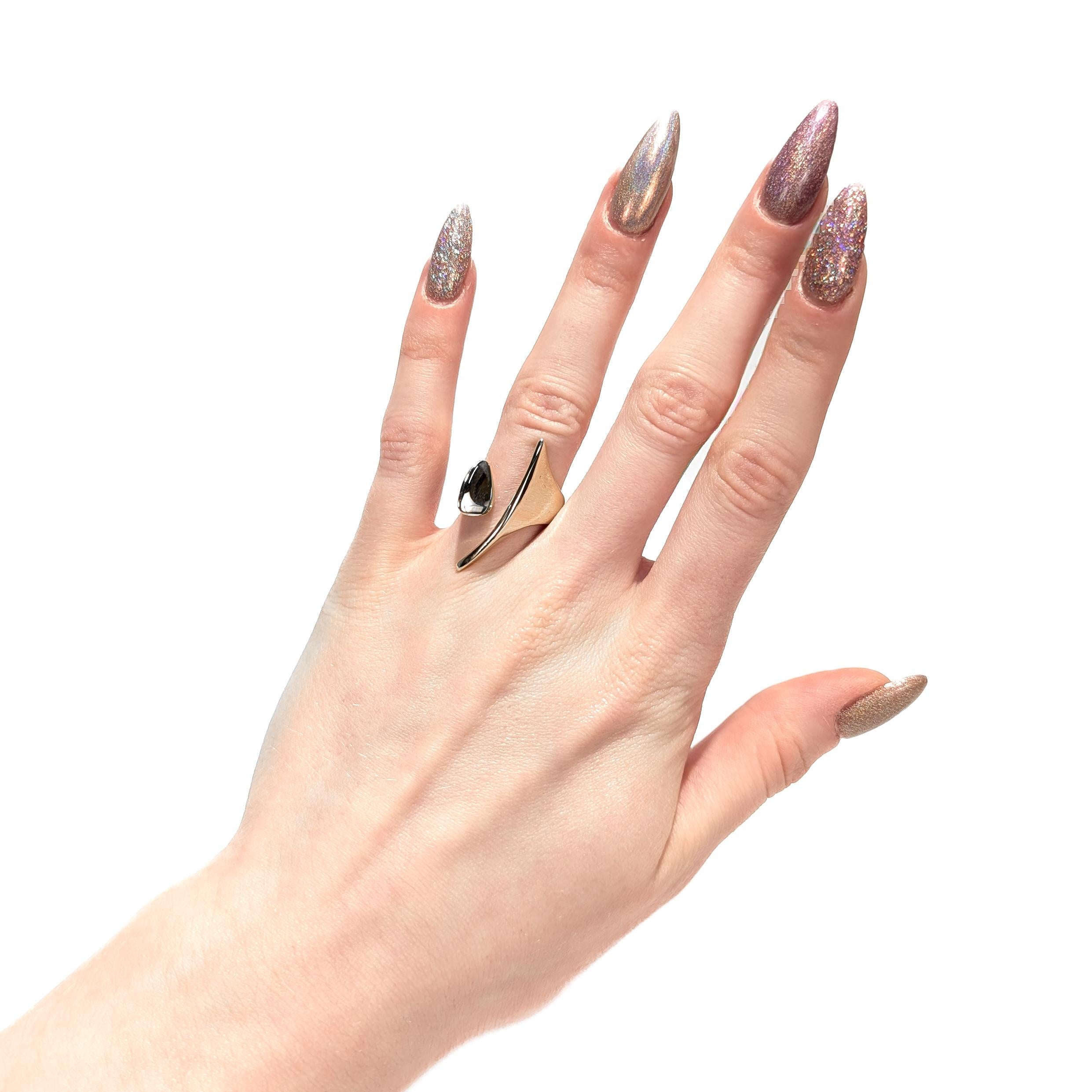 Signed Modernist Ed Wiener 14K Gold Cocktail Ring For Sale 12