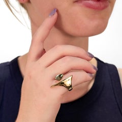 Signed Modernist Ed Wiener 14K Gold Cocktail Ring