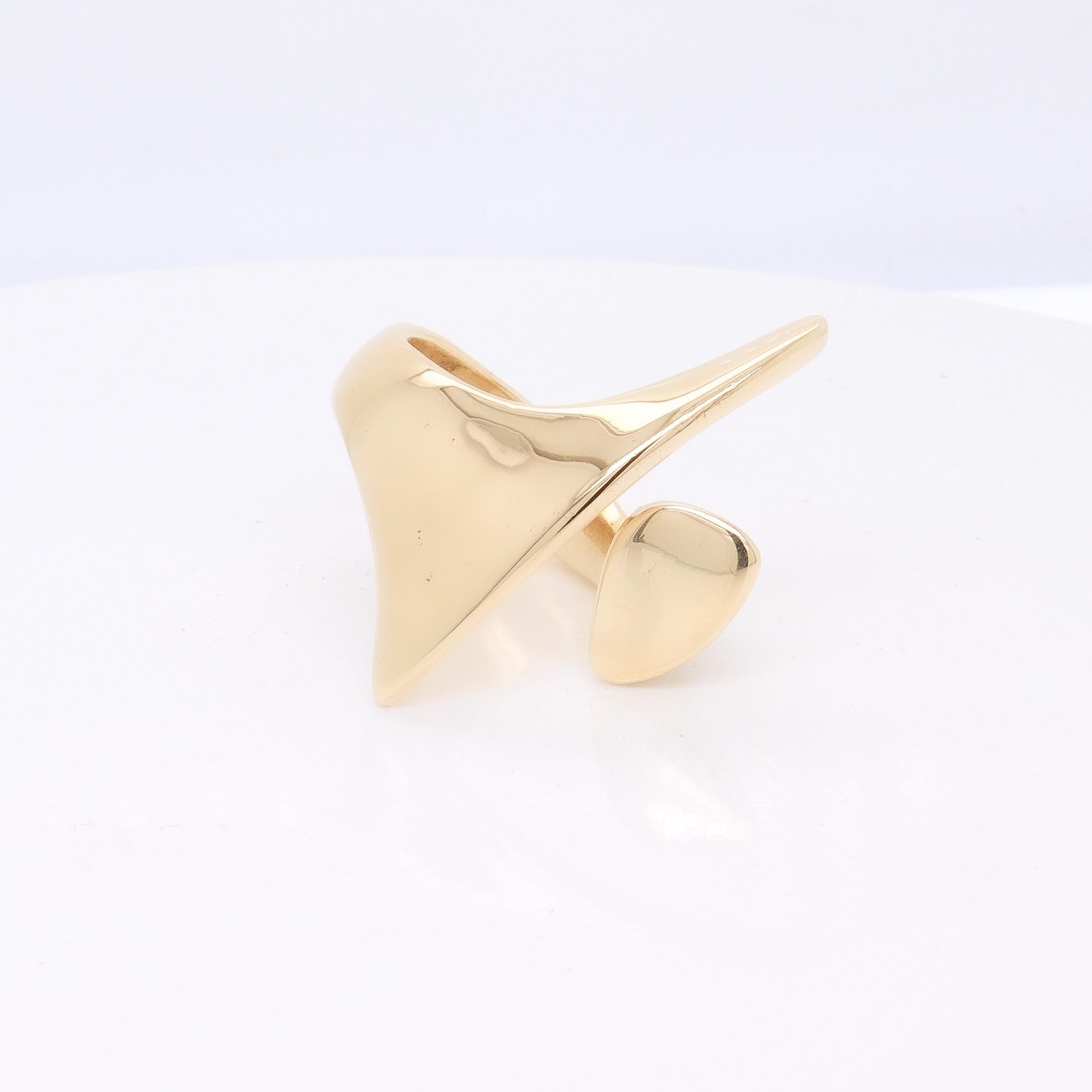 Women's Signed Modernist Ed Wiener 14K Gold Cocktail Ring For Sale