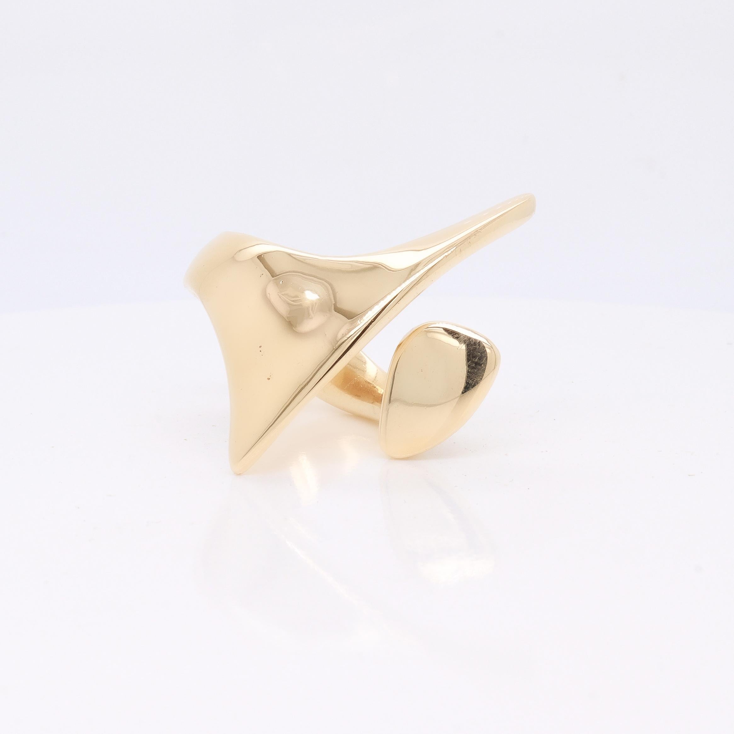 Signed Modernist Ed Wiener 14K Gold Cocktail Ring For Sale 1