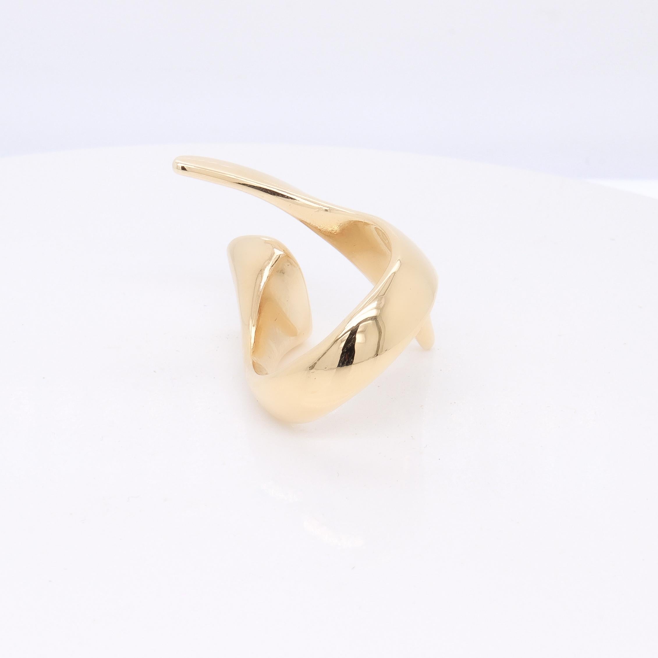 Signed Modernist Ed Wiener 14K Gold Cocktail Ring For Sale 4