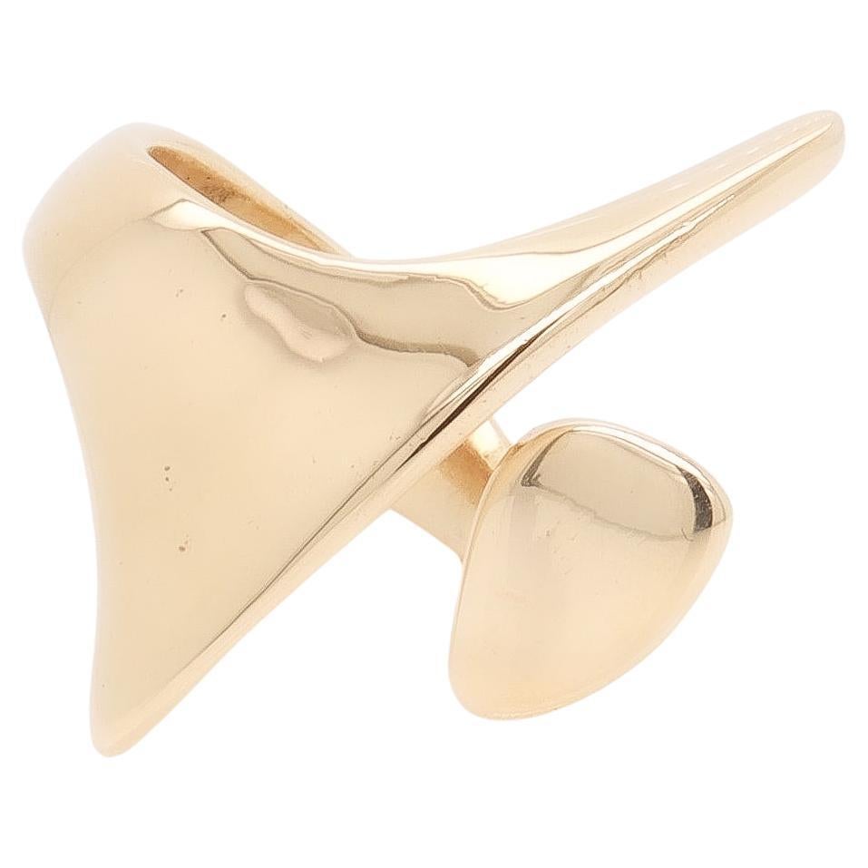 Signed Modernist Ed Wiener 14K Gold Cocktail Ring