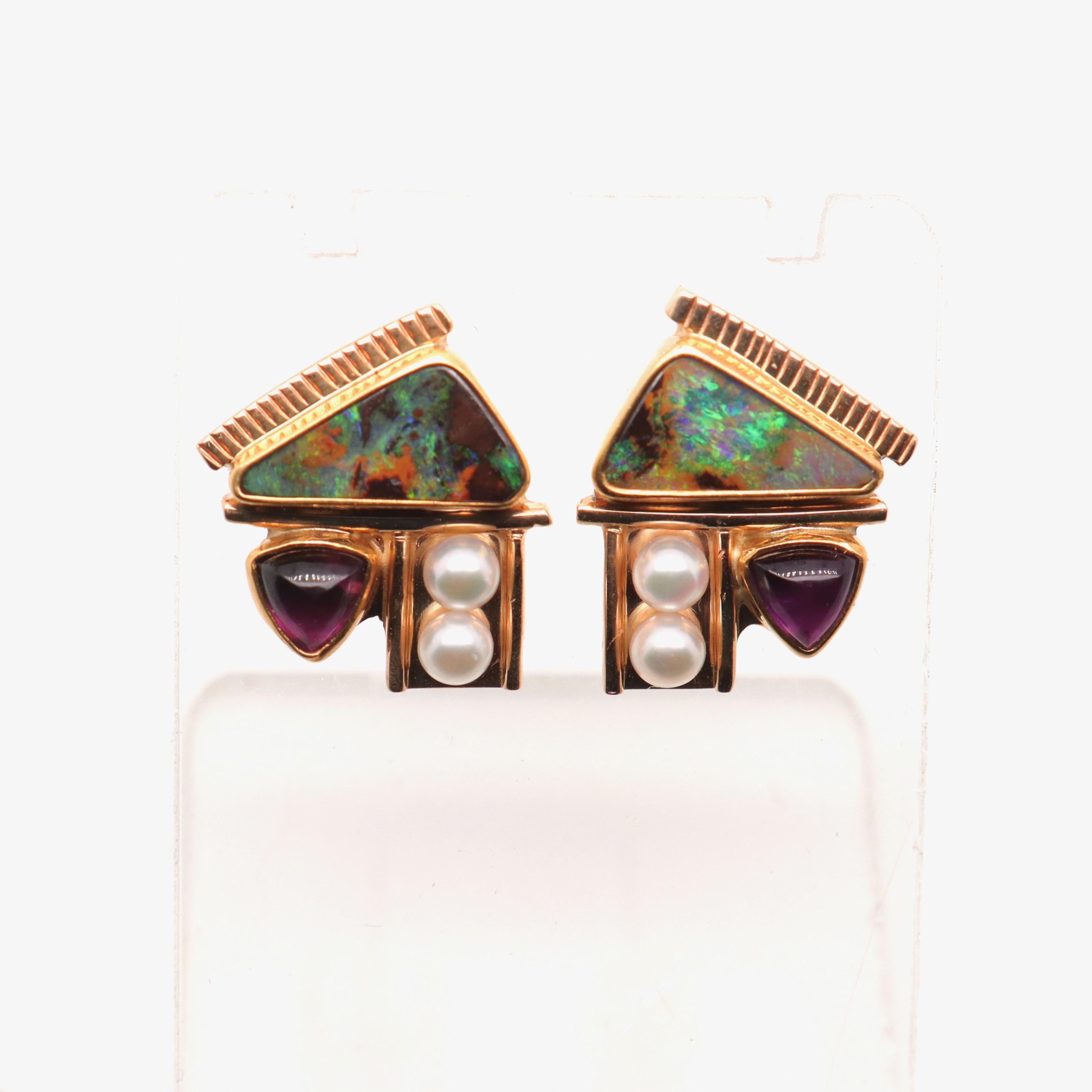 opal and amethyst earrings