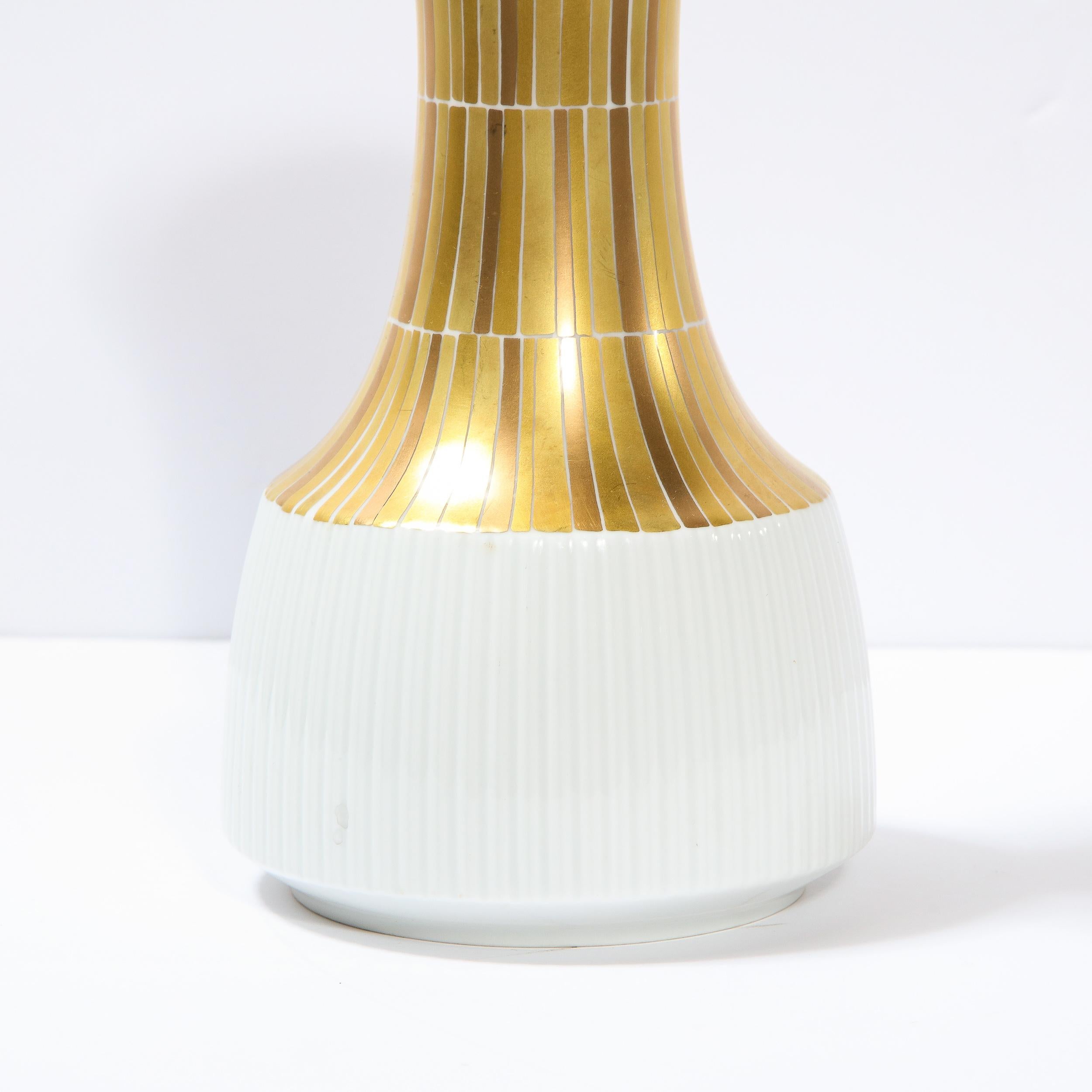 German Signed Modernist Hourglass Form Porcelain Vase by Tapio Wirkkala for Rosenthal