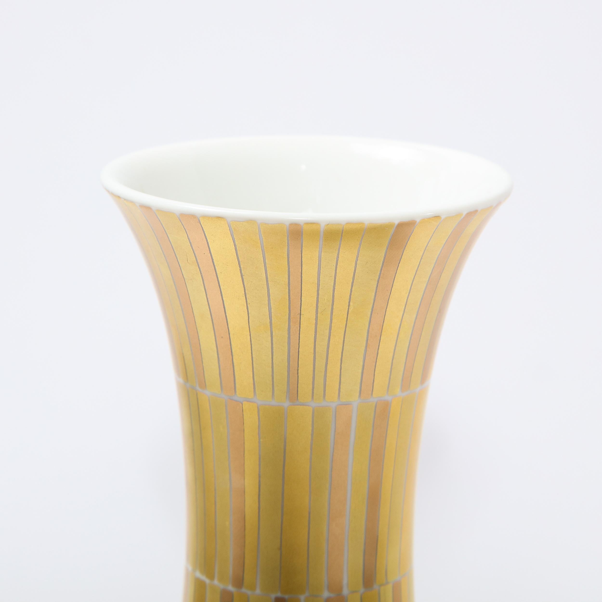 Signed Modernist Hourglass Form Porcelain Vase by Tapio Wirkkala for Rosenthal In Excellent Condition In New York, NY