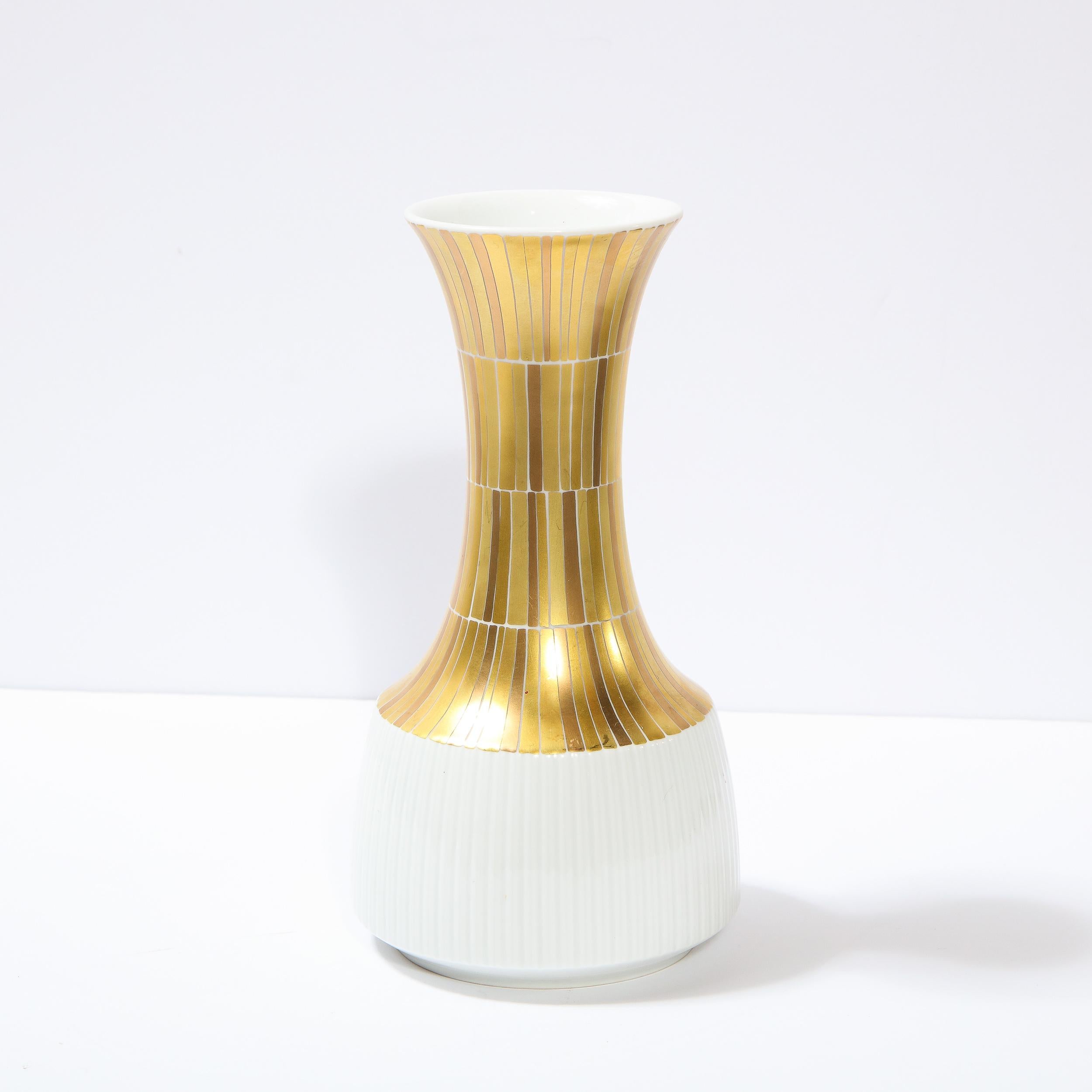 20th Century Signed Modernist Hourglass Form Porcelain Vase by Tapio Wirkkala for Rosenthal