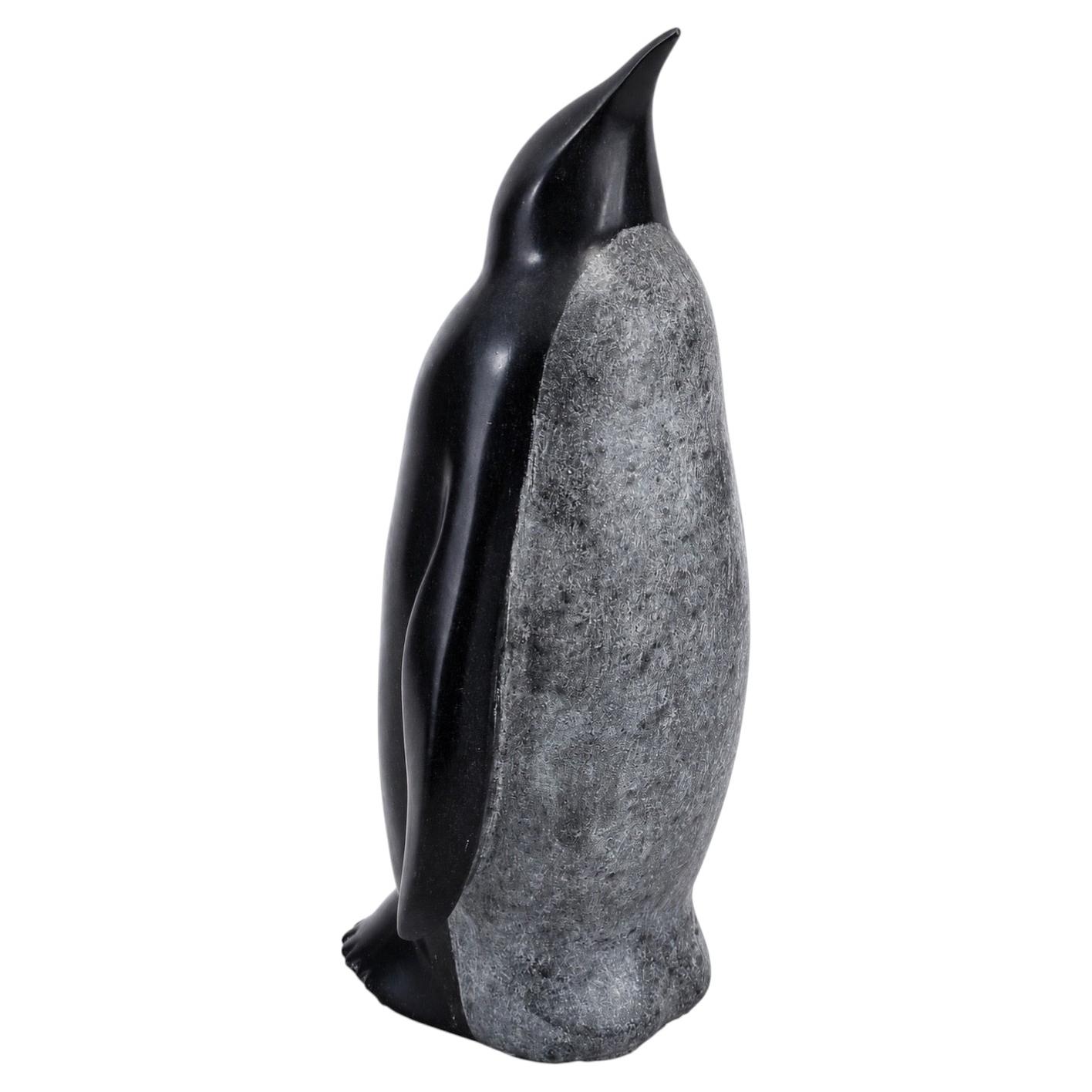 Signed Modernist Marble Penguin Sculpture, Dated 1997