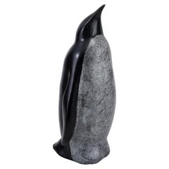 Signed Modernist Marble Penguin Sculpture, Dated 1997