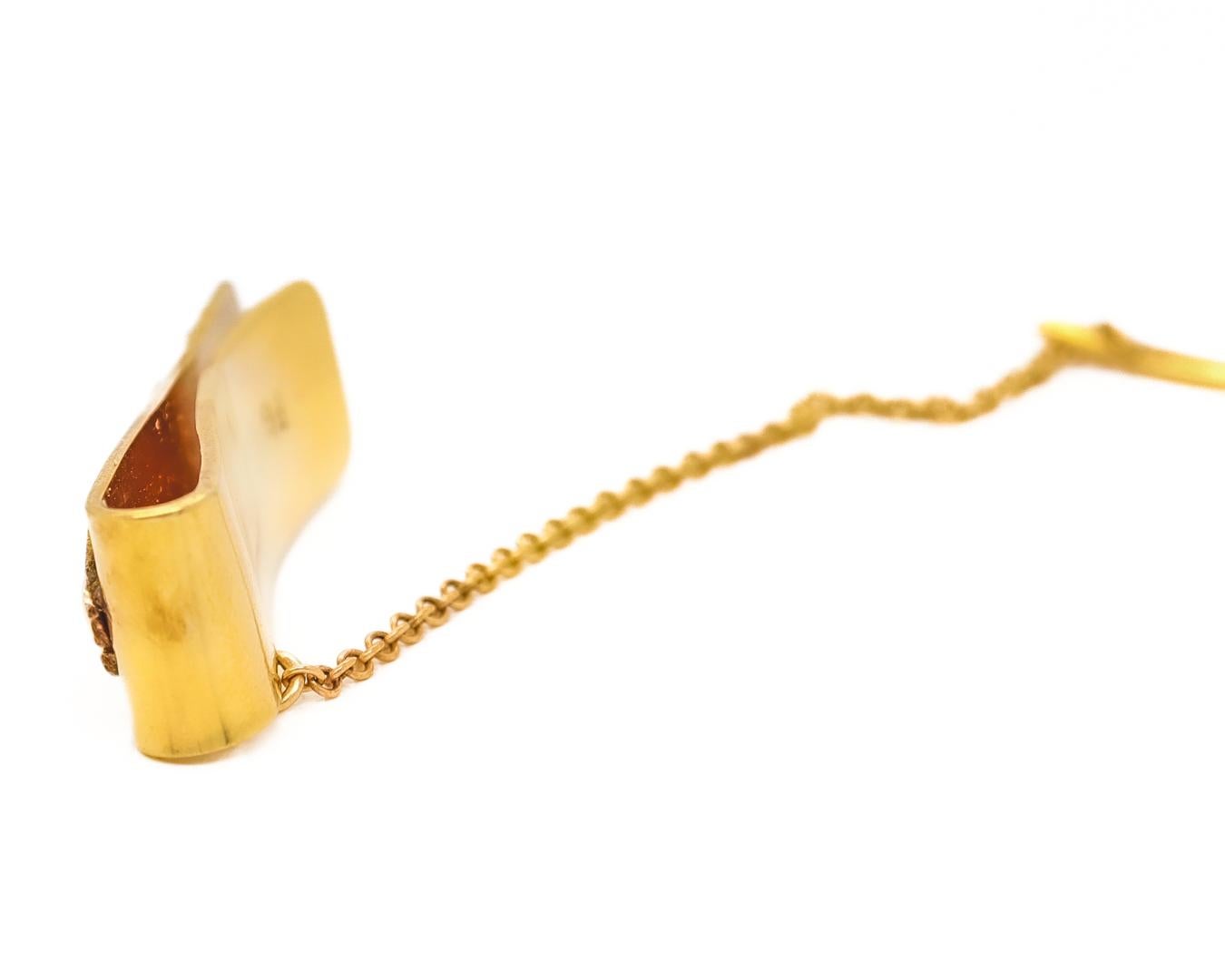 Cravate moderniste Sam Kramer en or jaune 14 carats et lapis cabochon signée Bon état - En vente à Philadelphia, PA