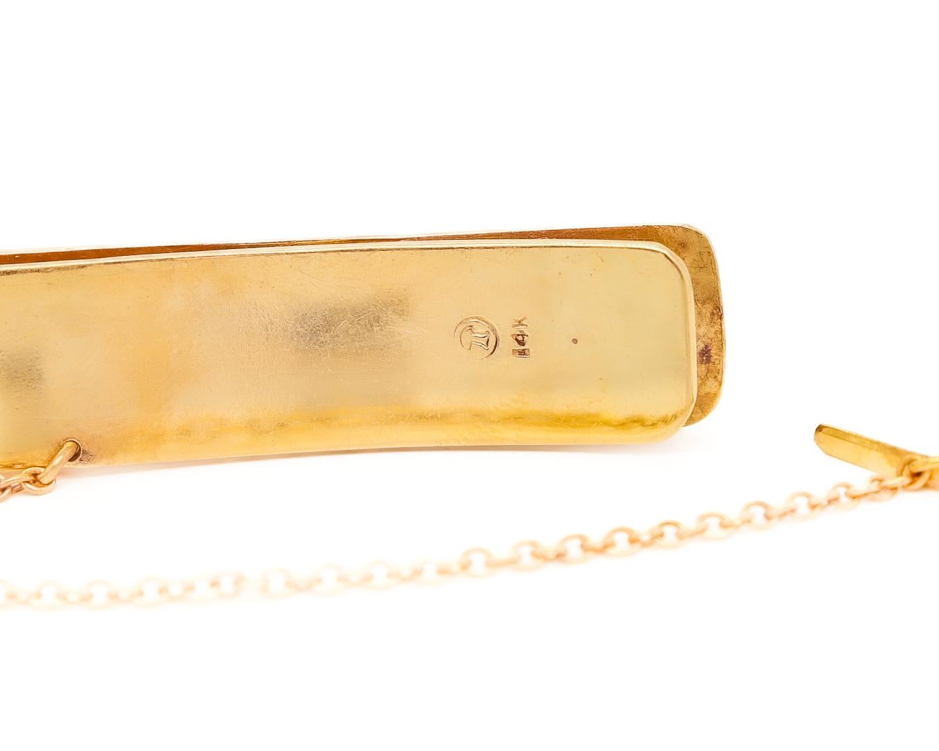 Pasador de corbata/clip monedero firmados por el modernista Sam Kramer en oro amarillo de 14k y cabujón de lapislázuli en venta 1